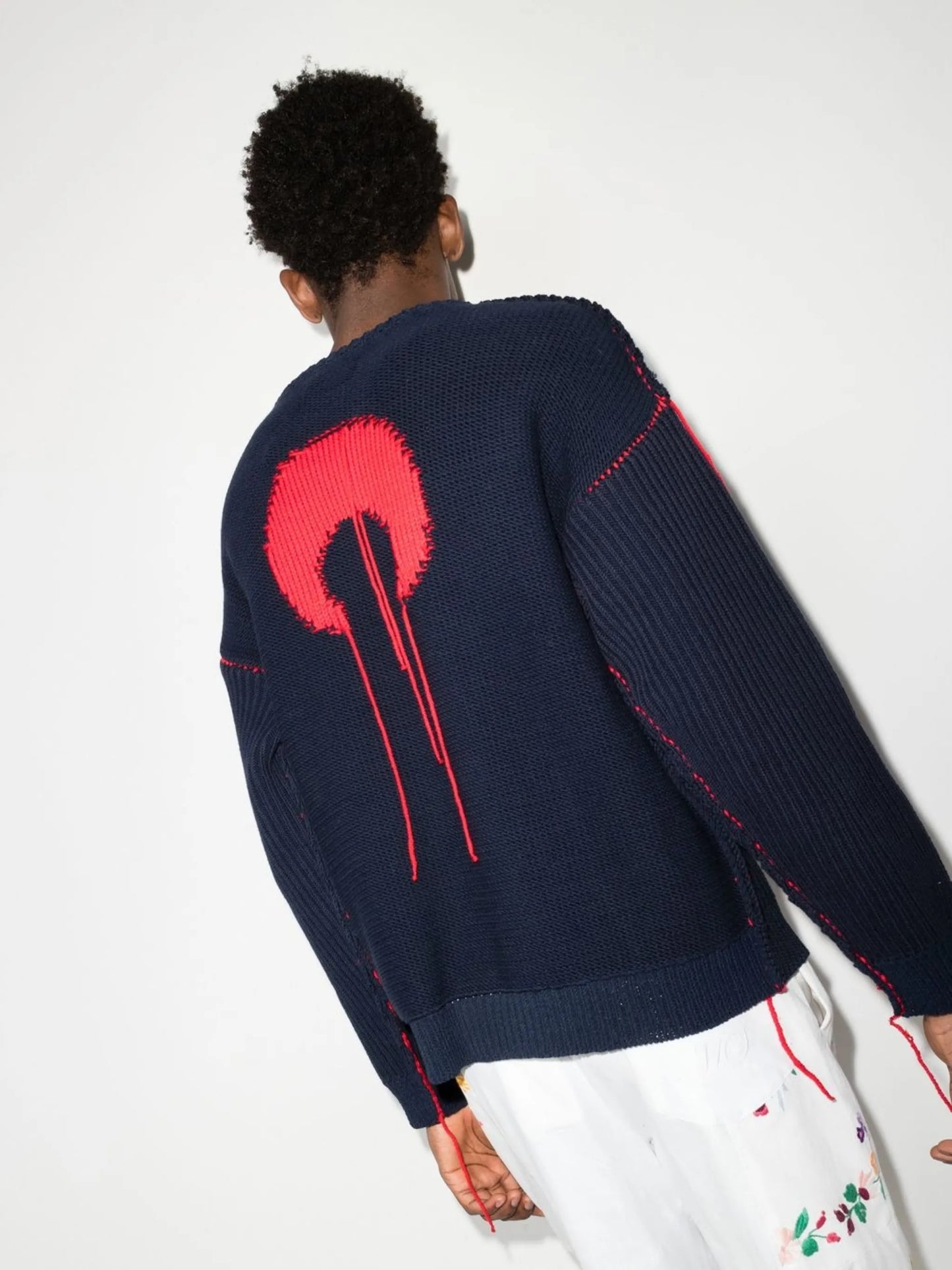 contrast-stitch crew-neck jumper