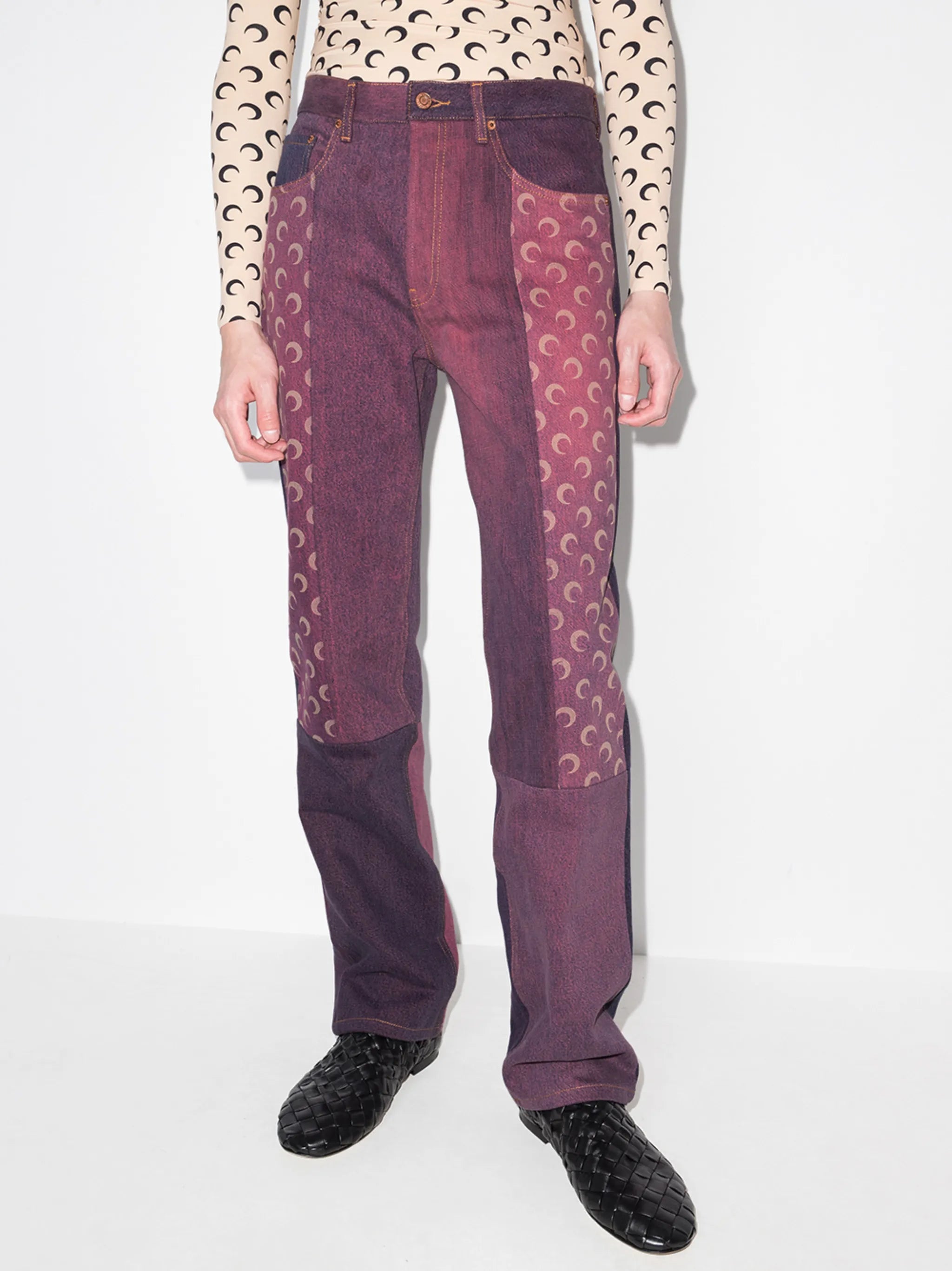 Regen patchwork straight-leg jeans