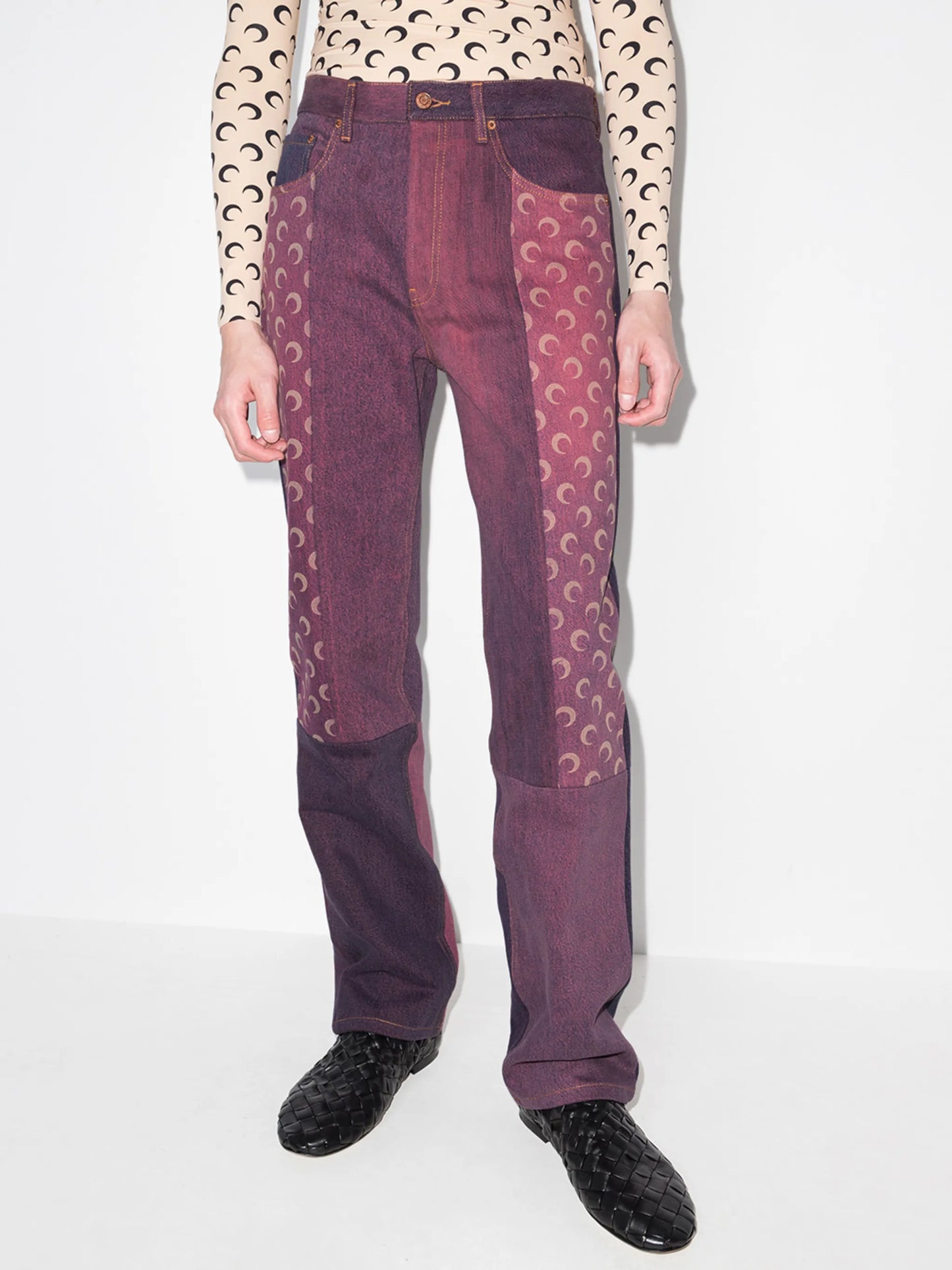 Regen patchwork straight-leg jeans