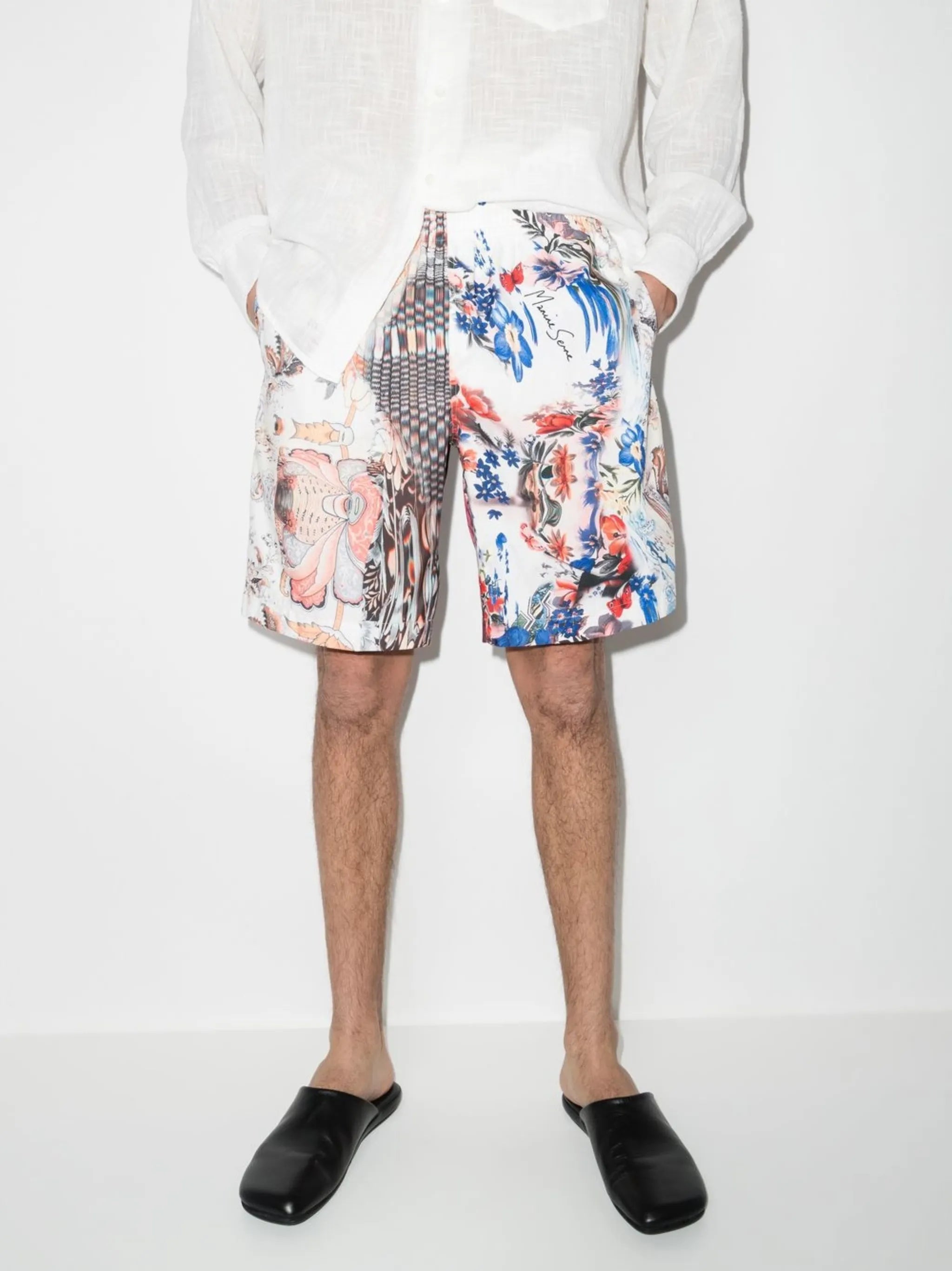 mixed print swimming shorts