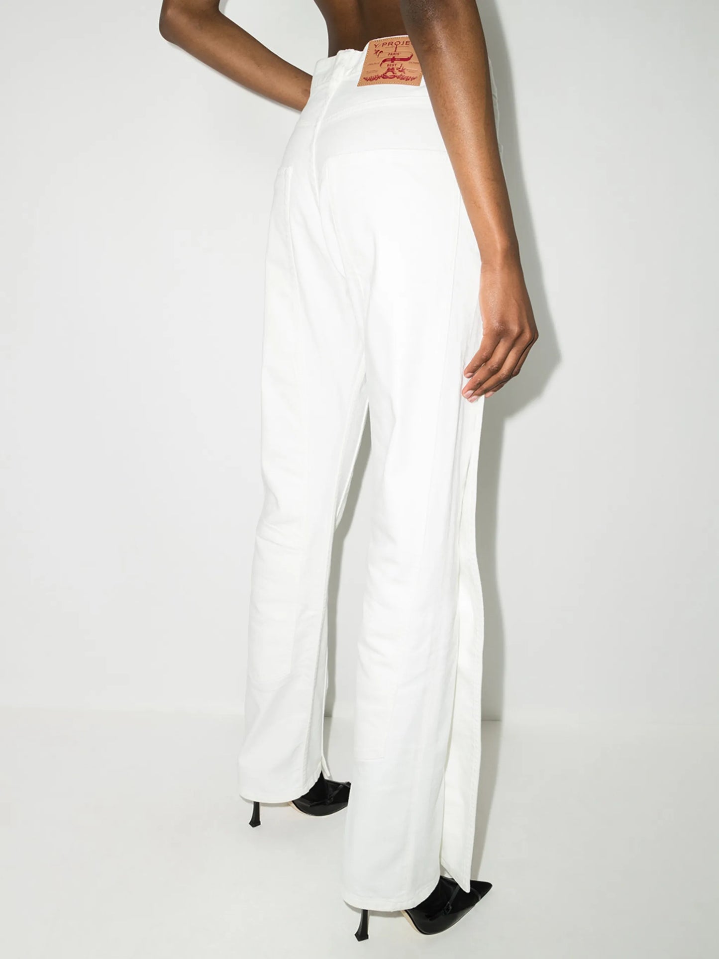 high-waisted panelled jeans