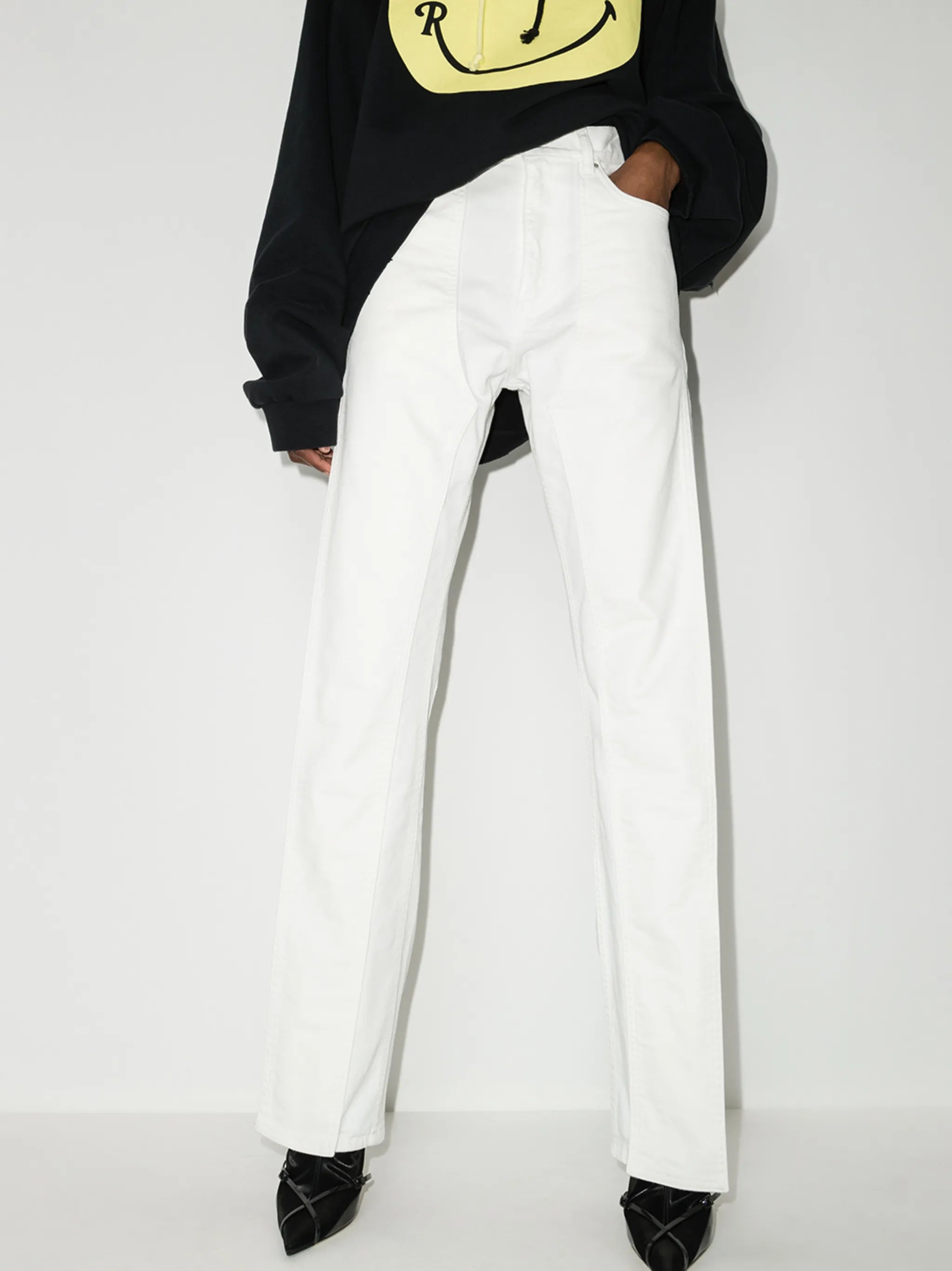 high-waisted panelled jeans