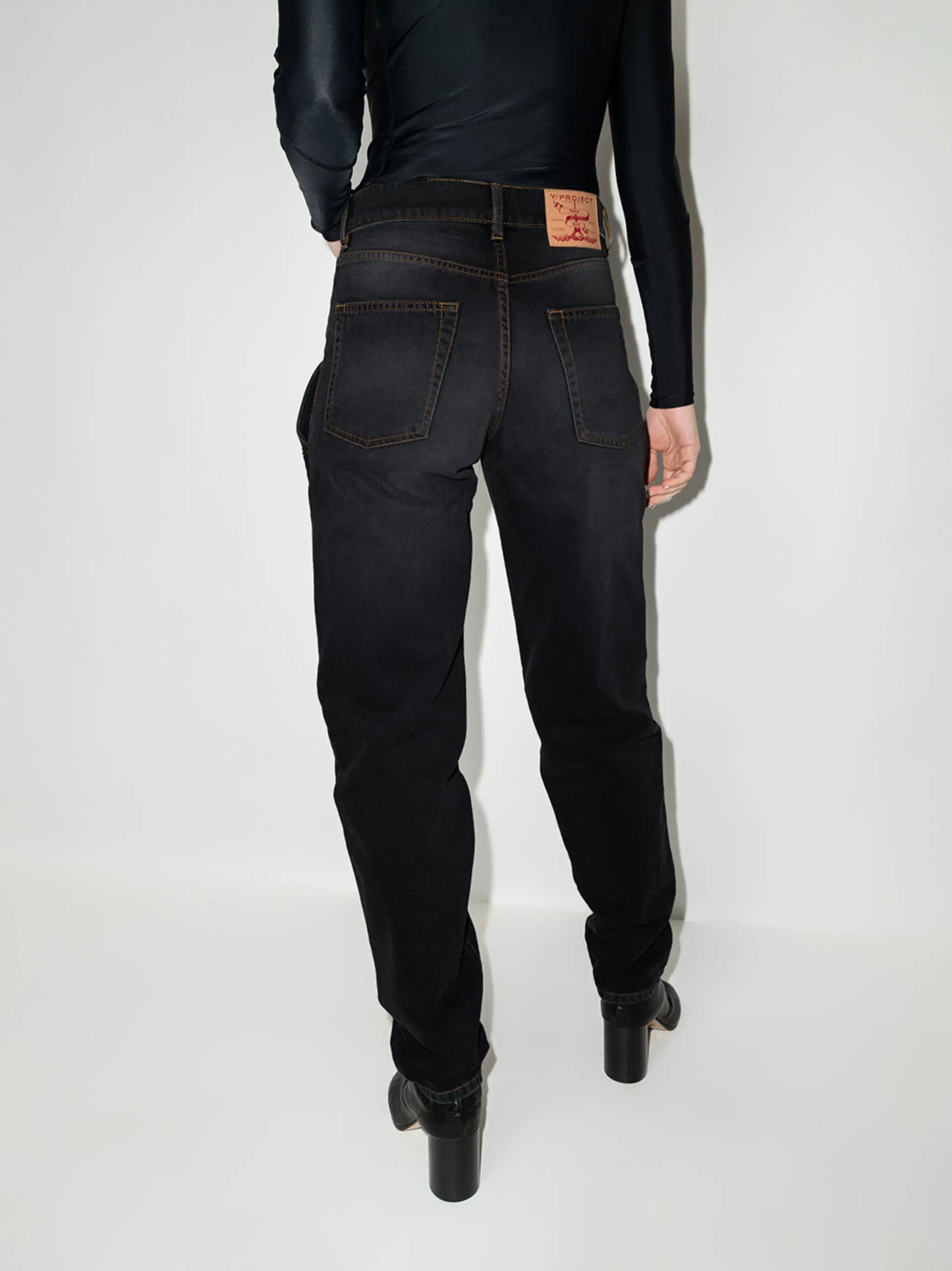 rhinestone-embellished cut-out jeans