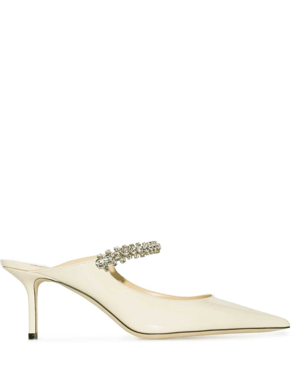 Bing 65 linen patent leather mules with crystal strap