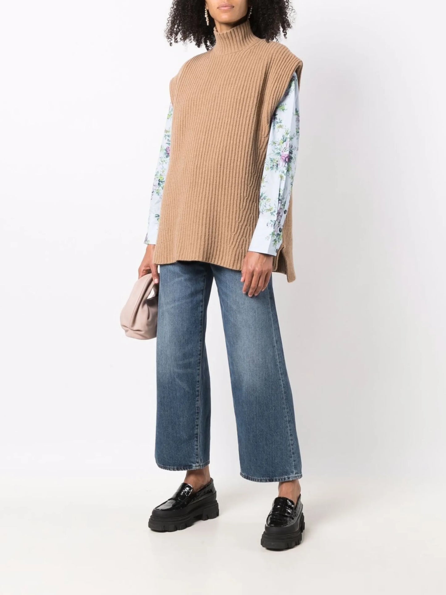 rib-knit oversized vest top