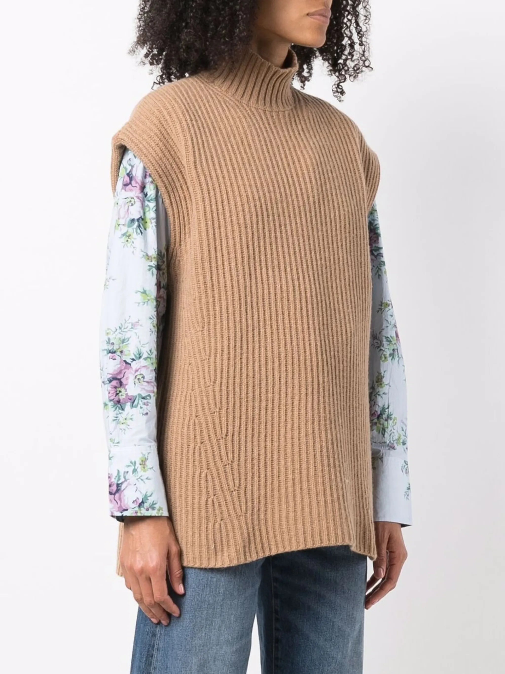 rib-knit oversized vest top
