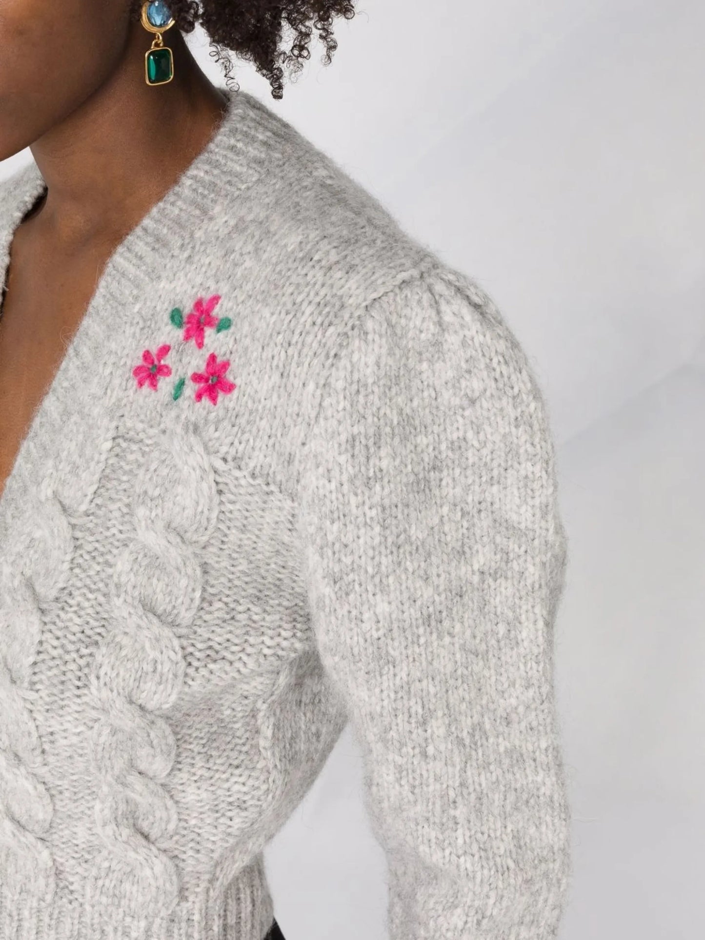 floral embroidery cropped cardigan