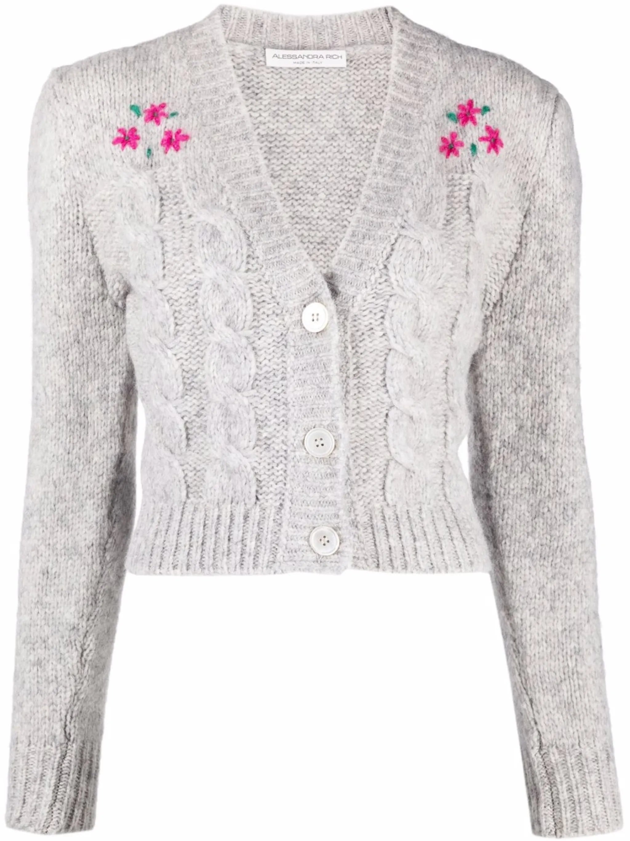 floral embroidery cropped cardigan