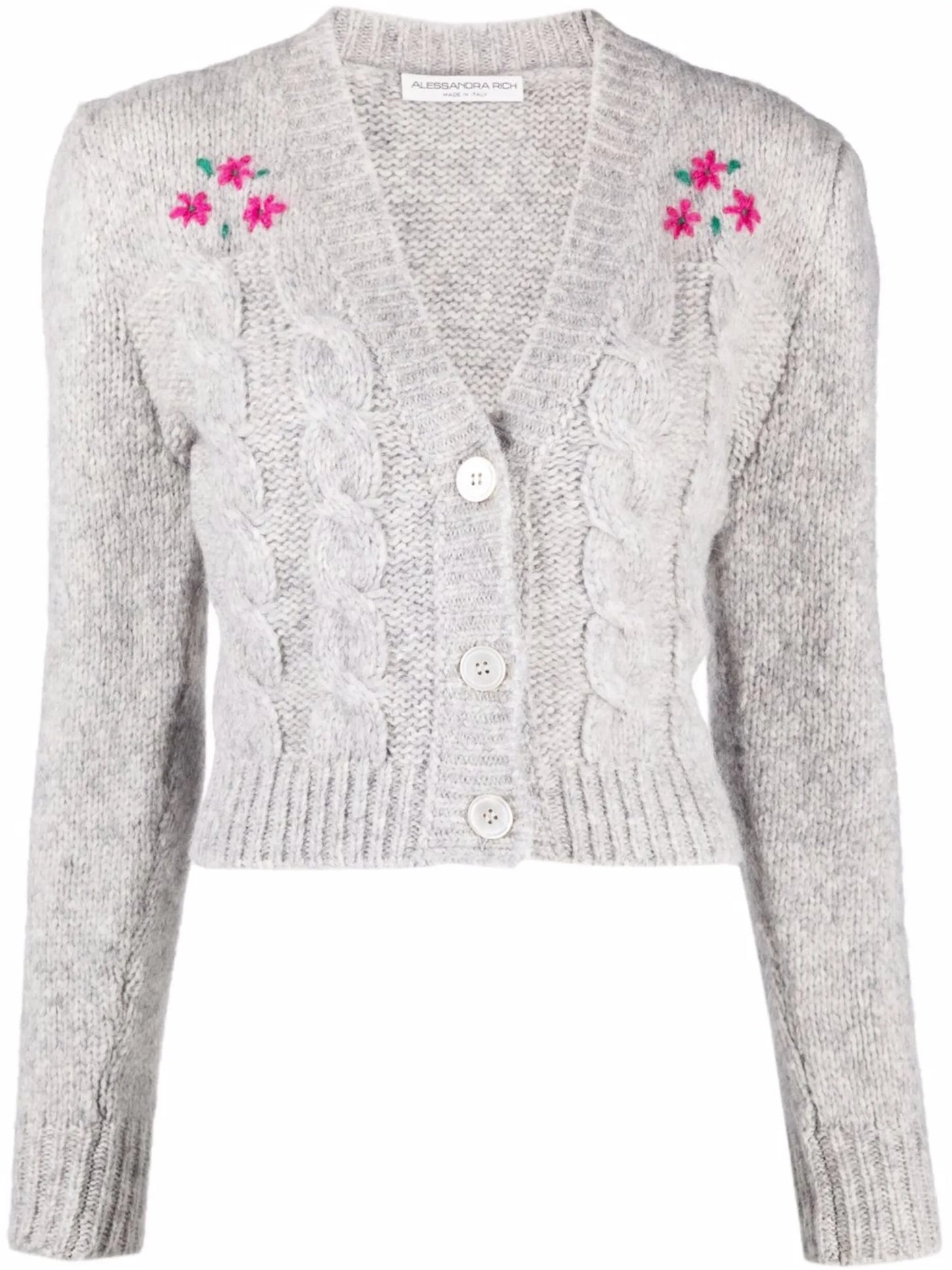 floral embroidery cropped cardigan