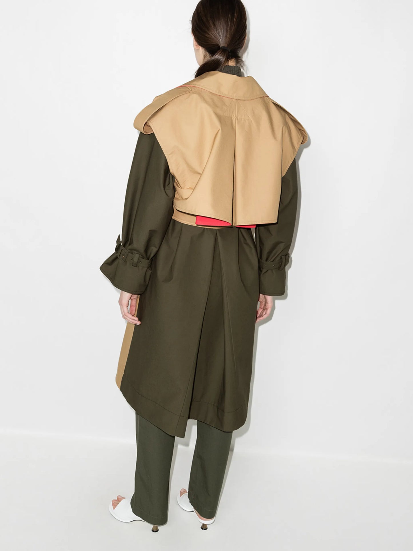 Azuma colour-block belted trench coat