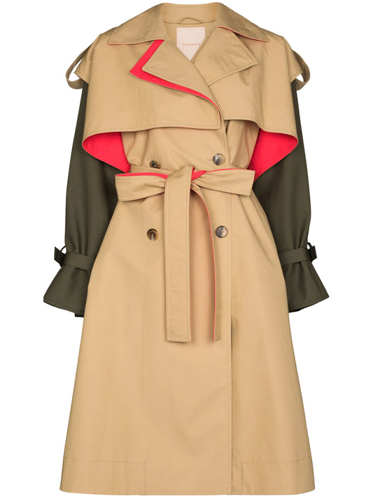 Azuma colour-block belted trench coat