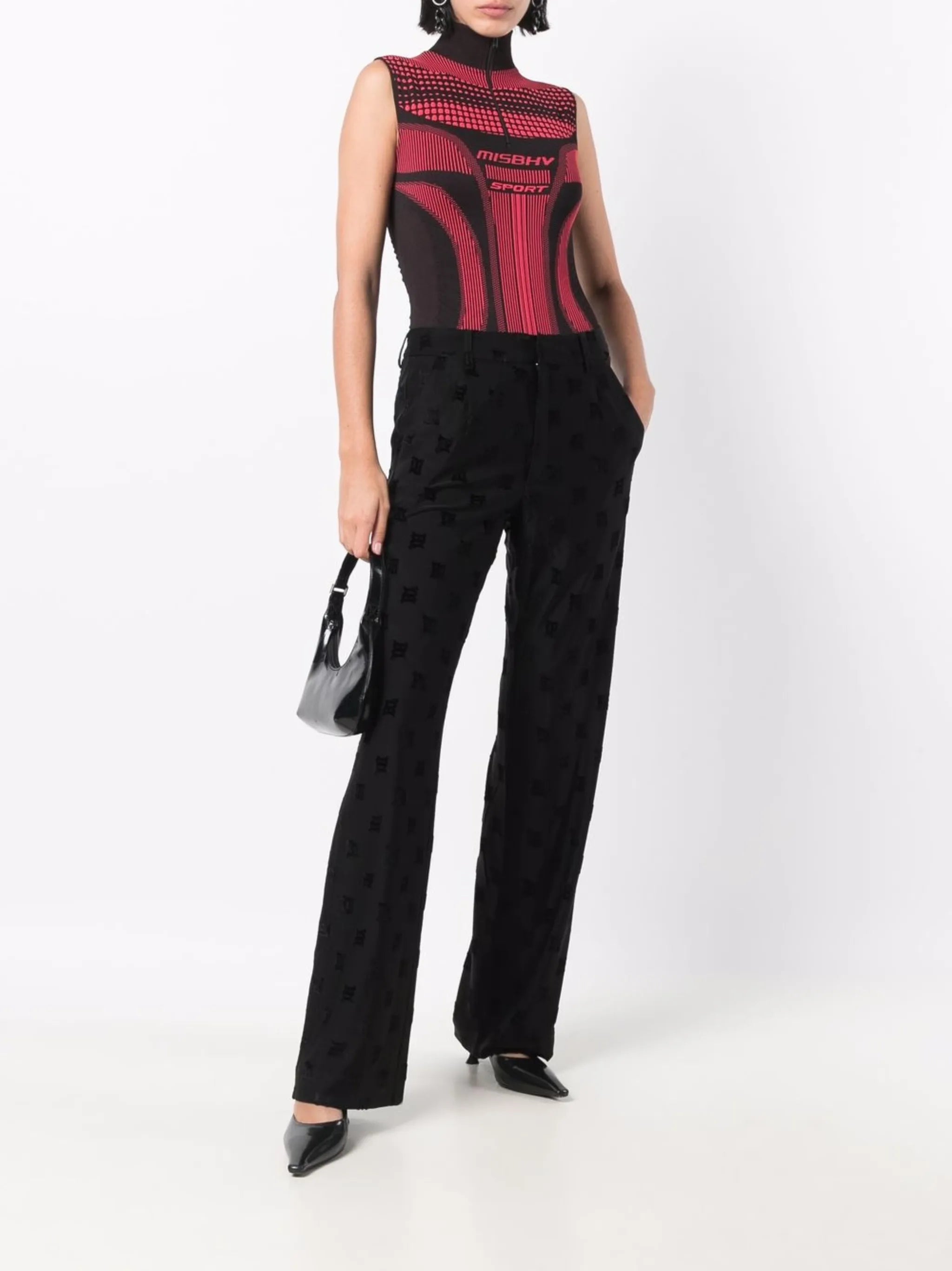 monogram-print straight trousers