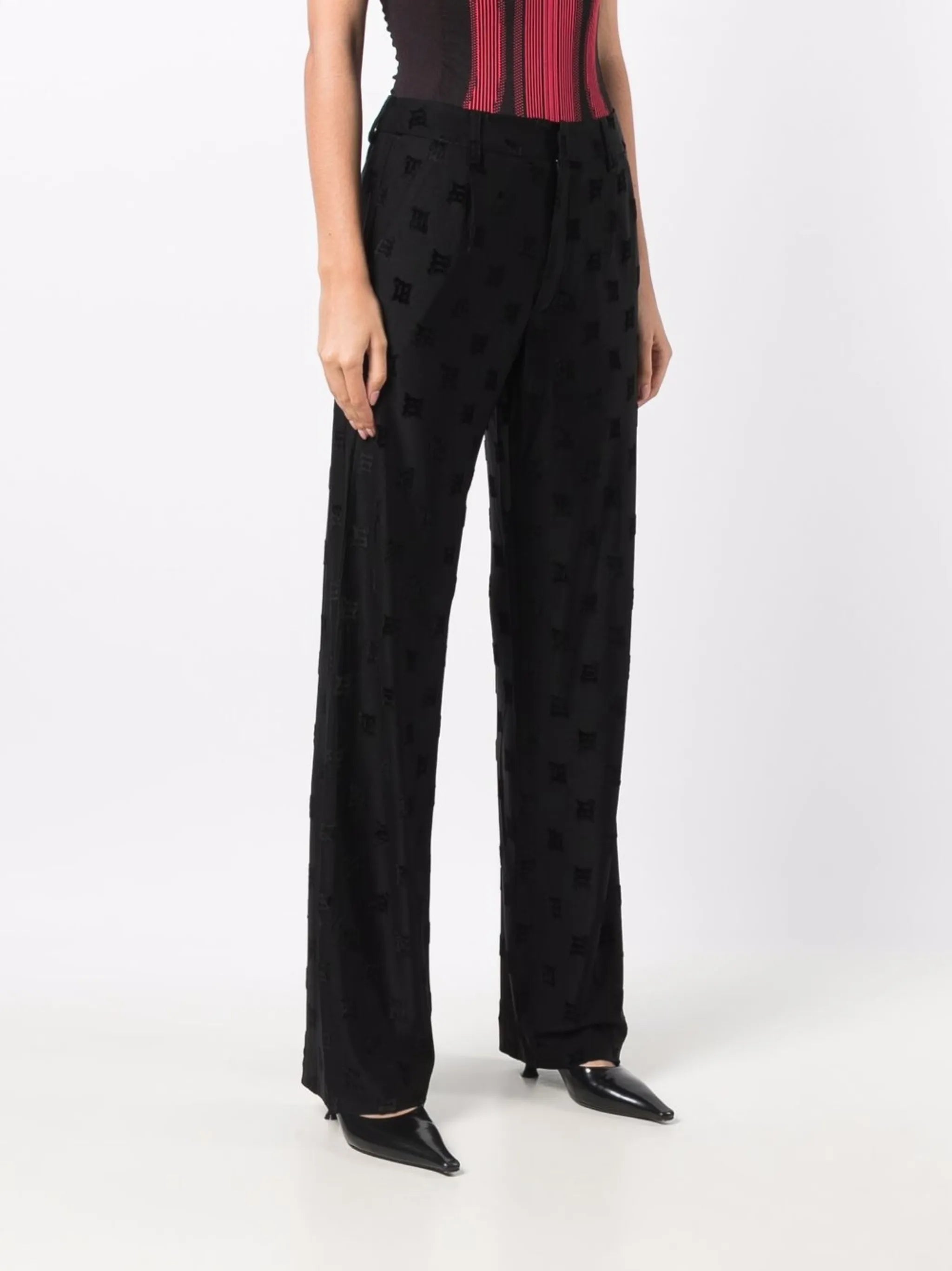 monogram-print straight trousers