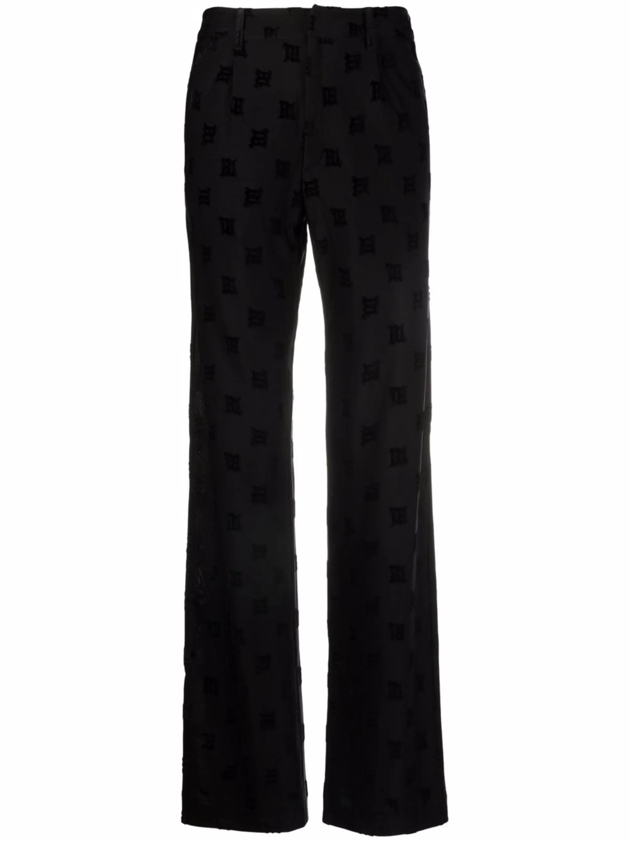 monogram-print straight trousers