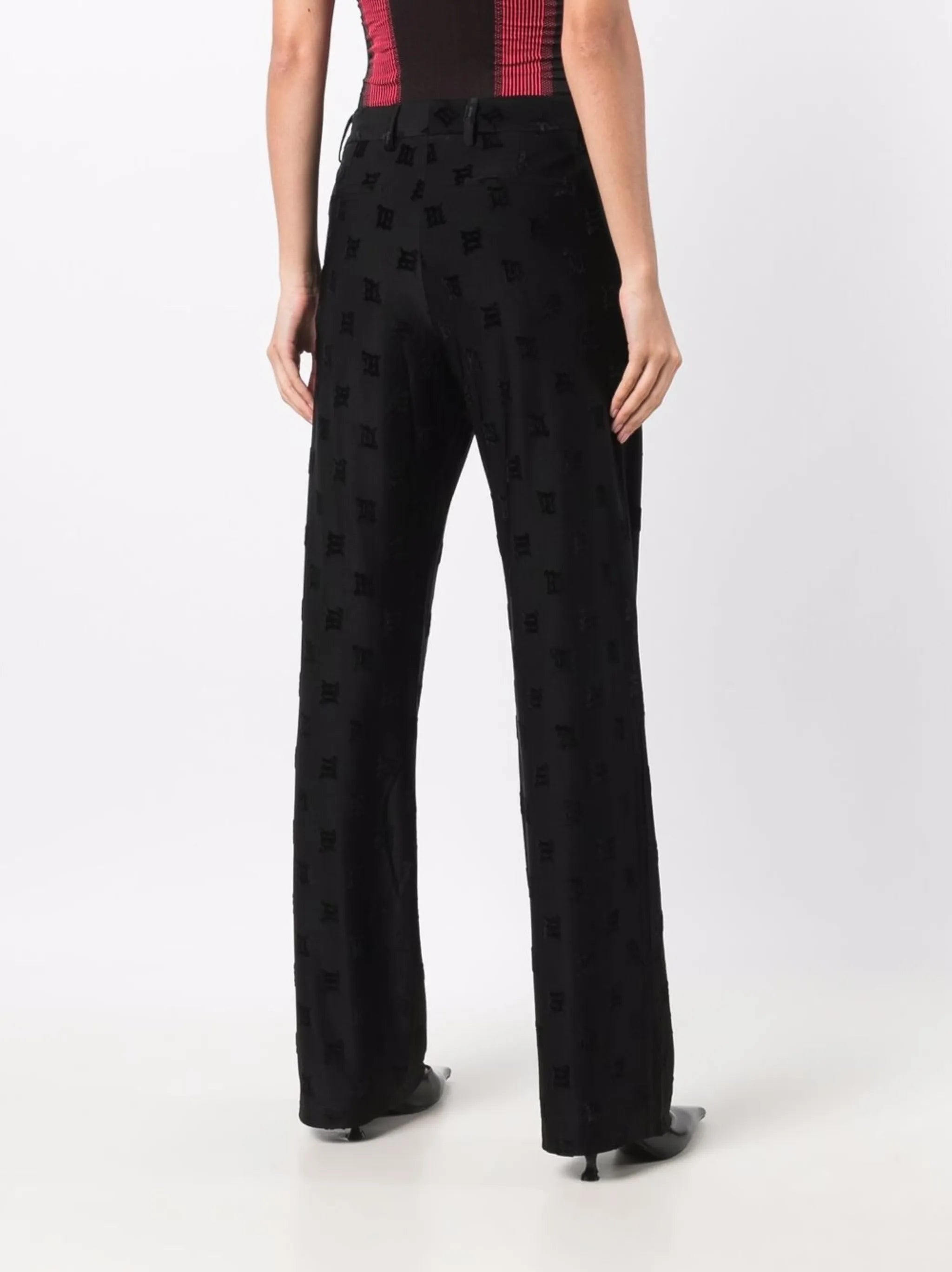 monogram-print straight trousers