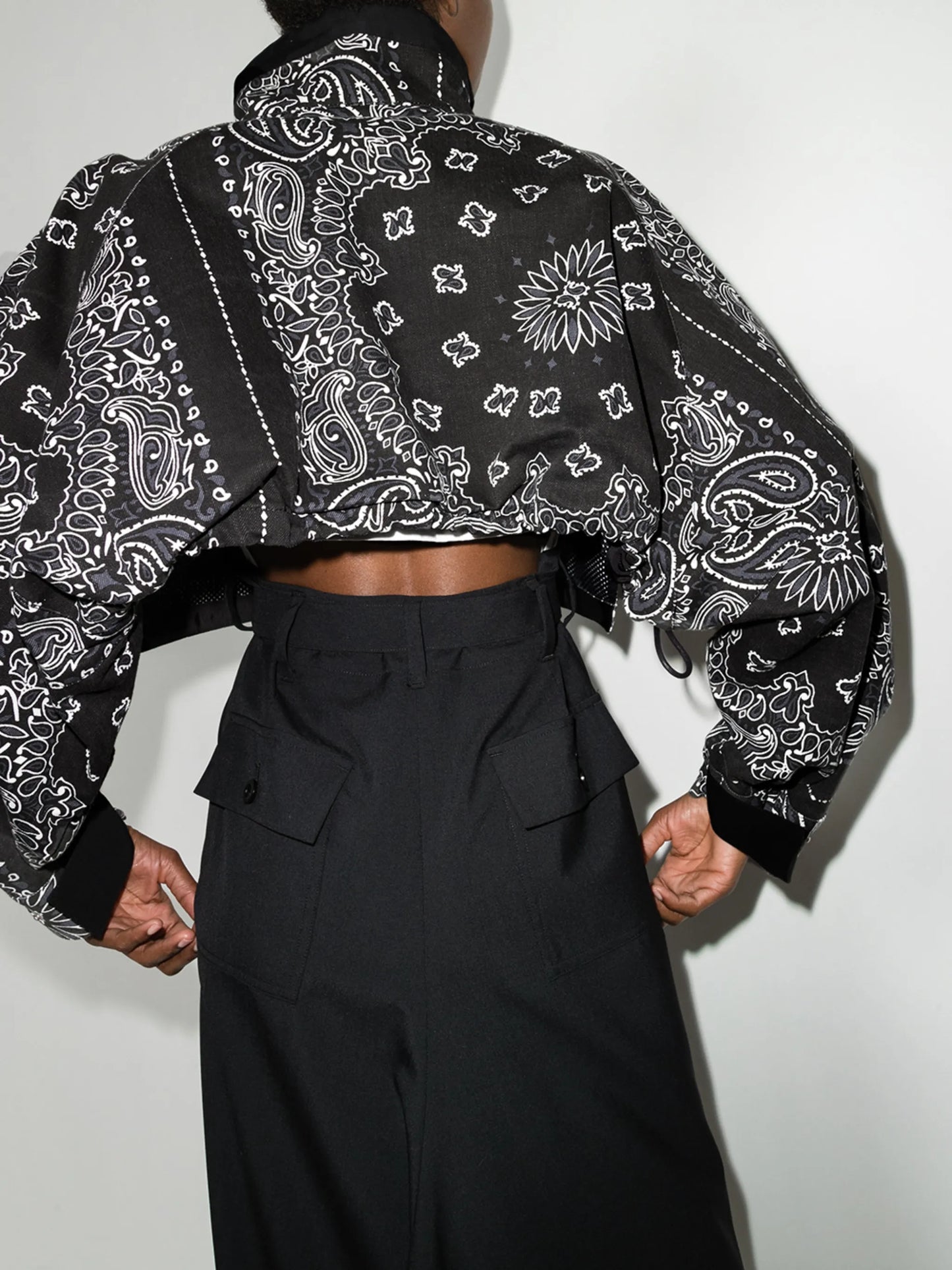 bandana-print crop jacket