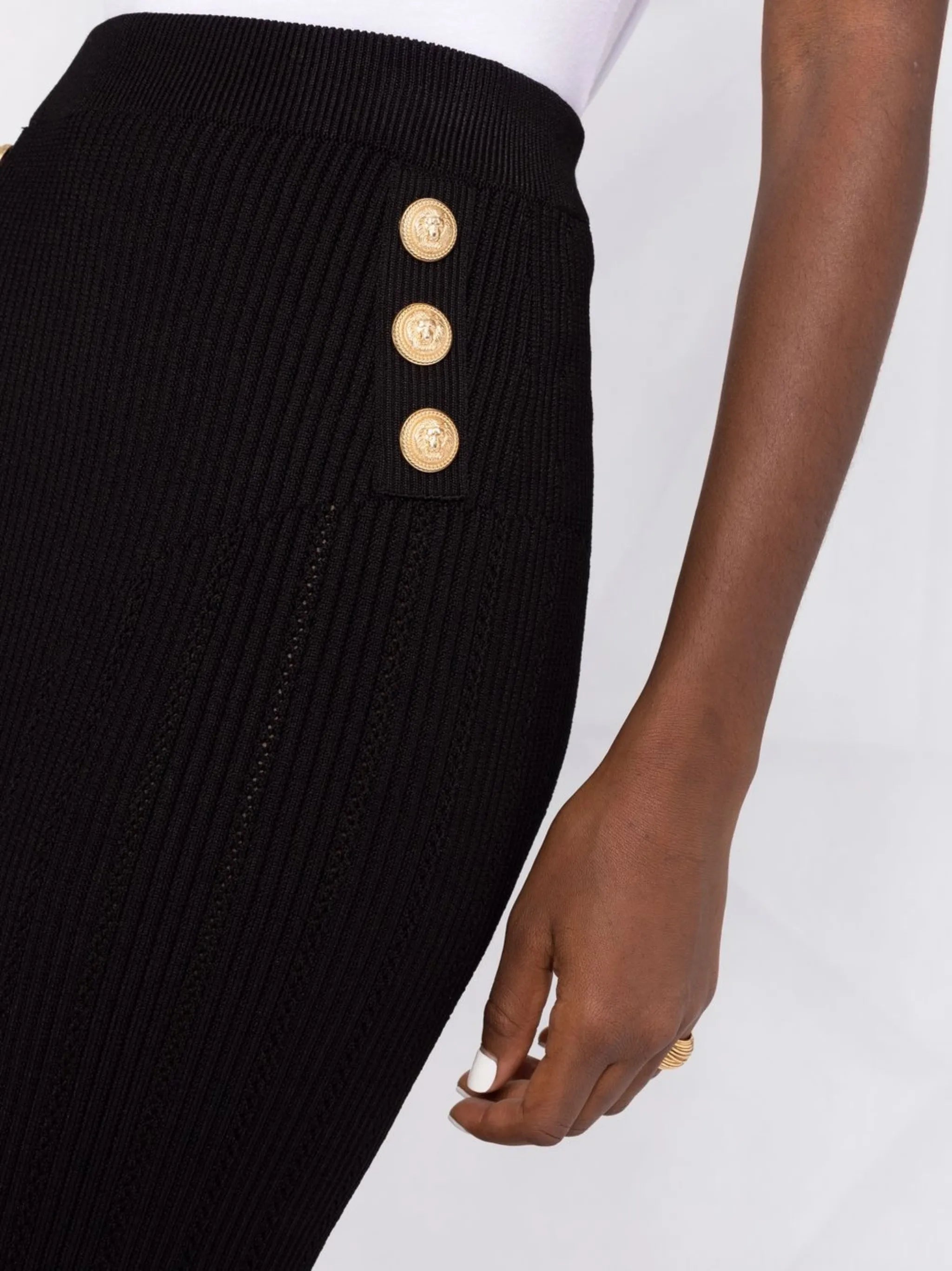 buttoned knitted midi skirt
