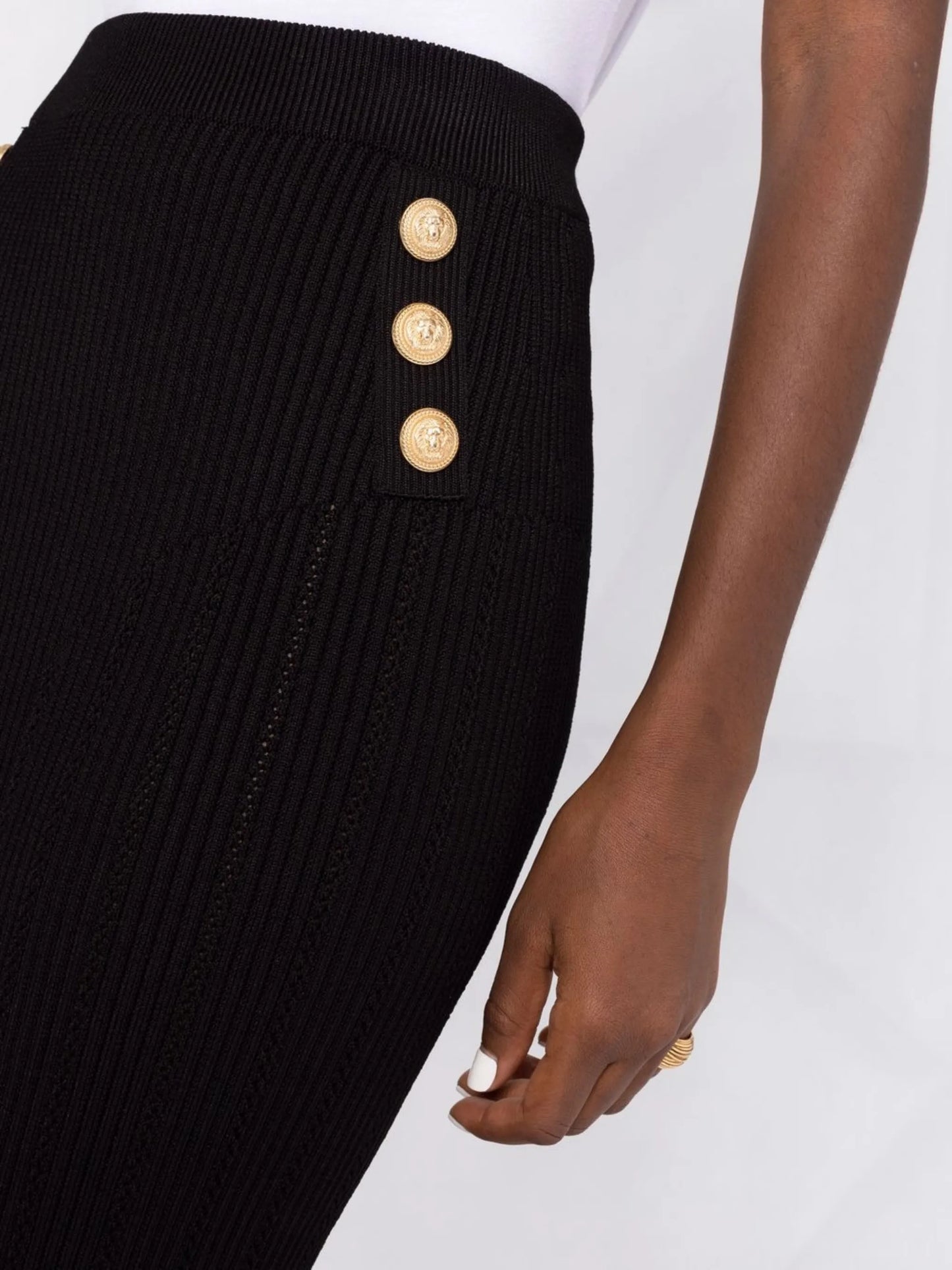 buttoned knitted midi skirt