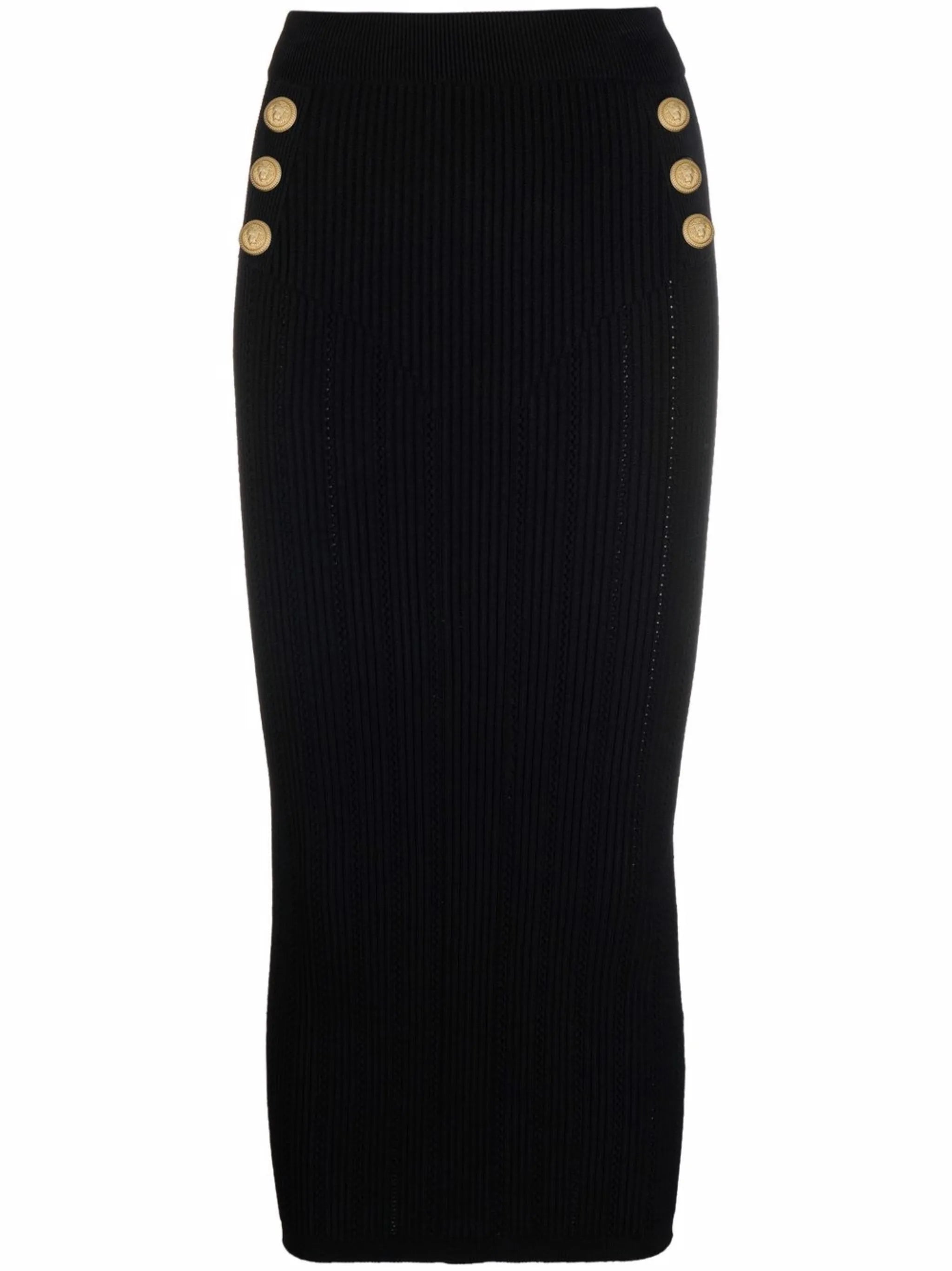 buttoned knitted midi skirt