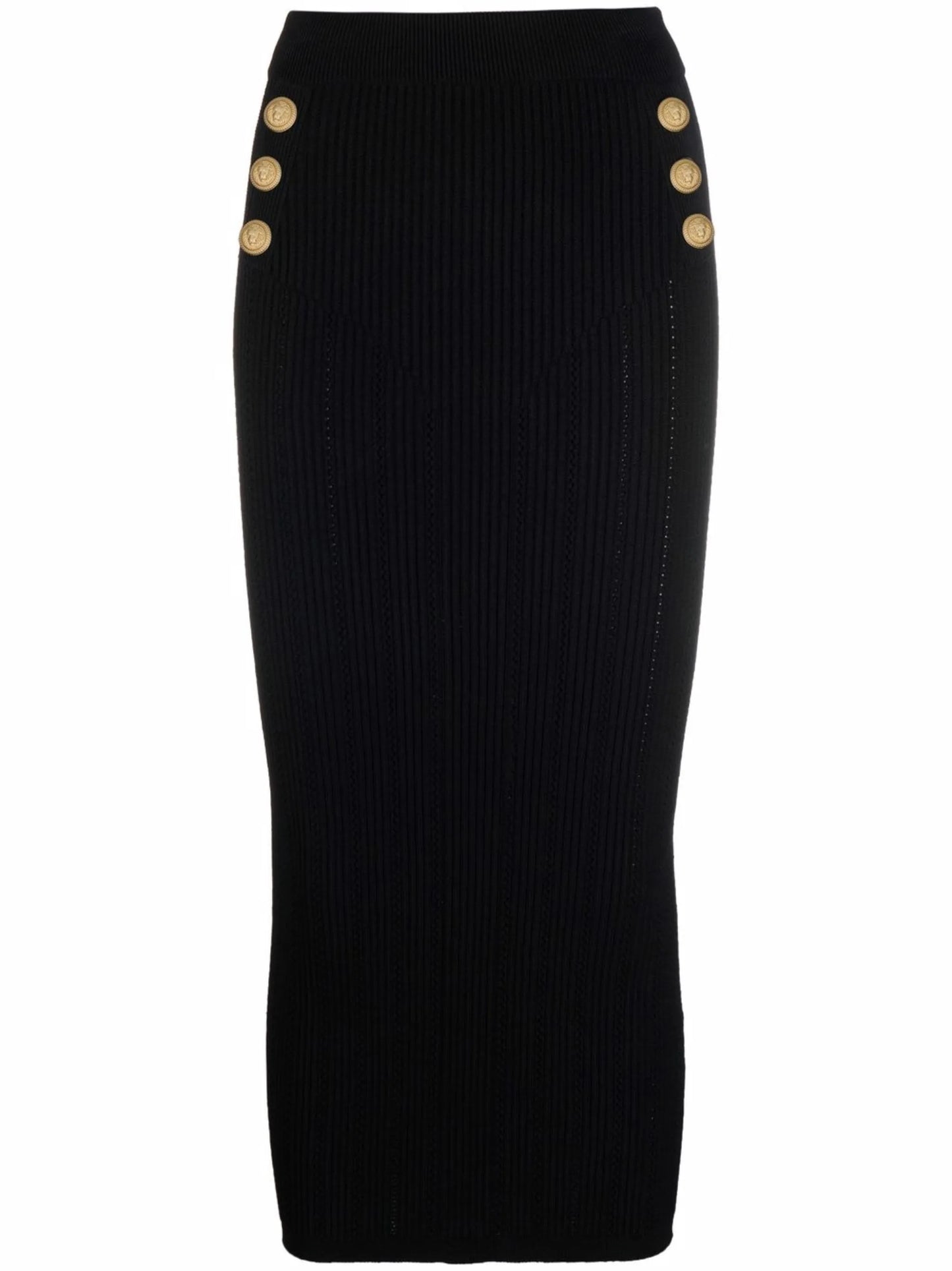 buttoned knitted midi skirt