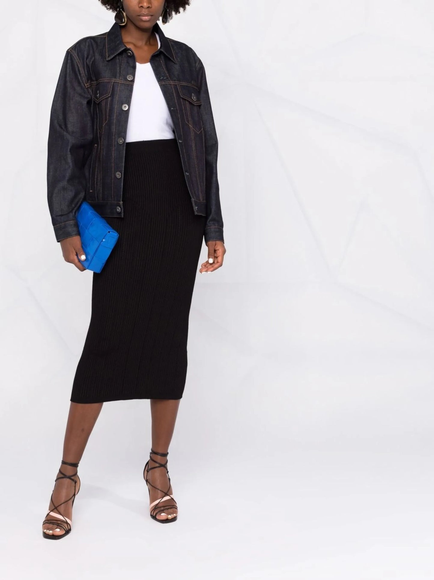 buttoned knitted midi skirt