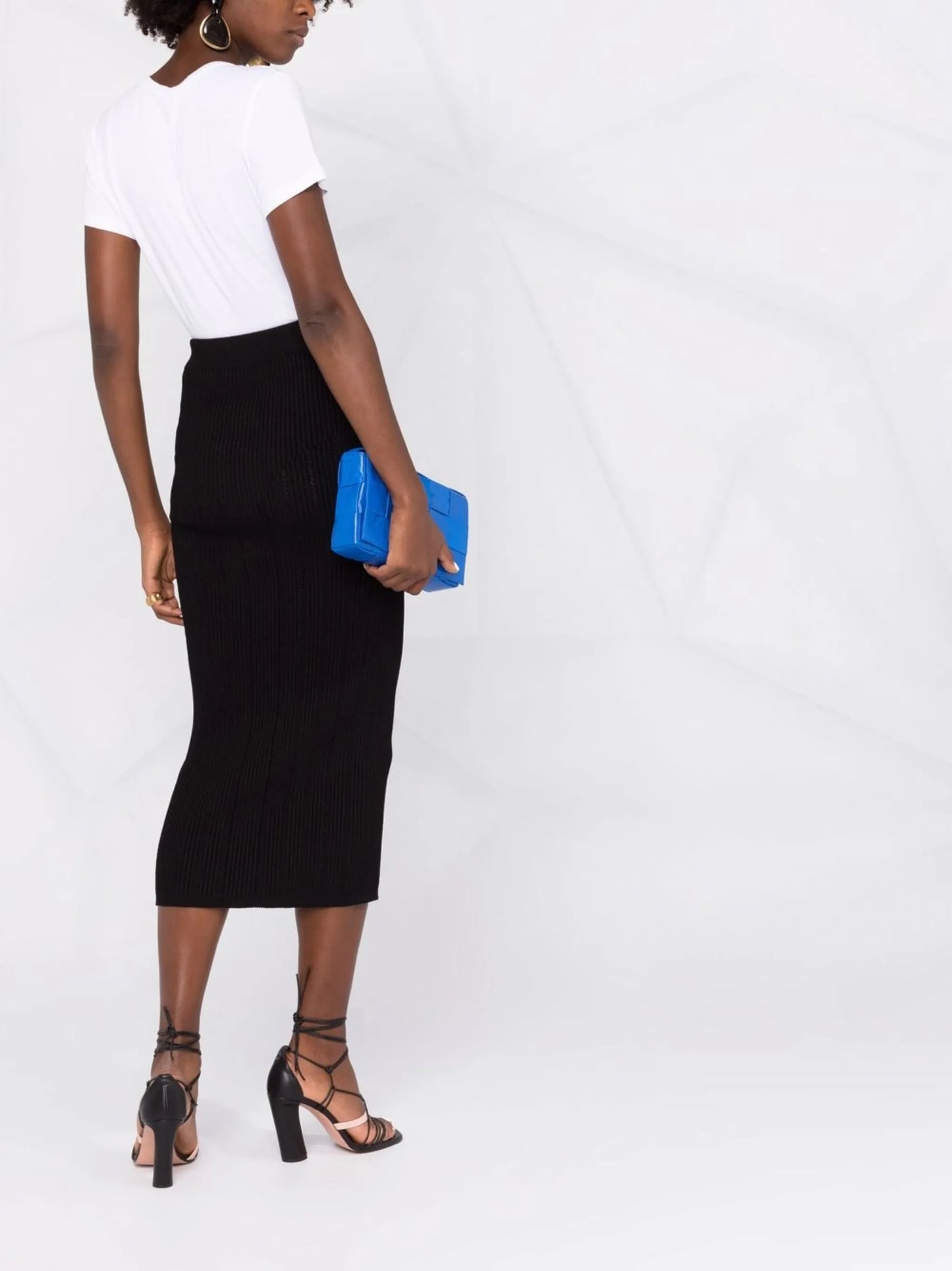 buttoned knitted midi skirt