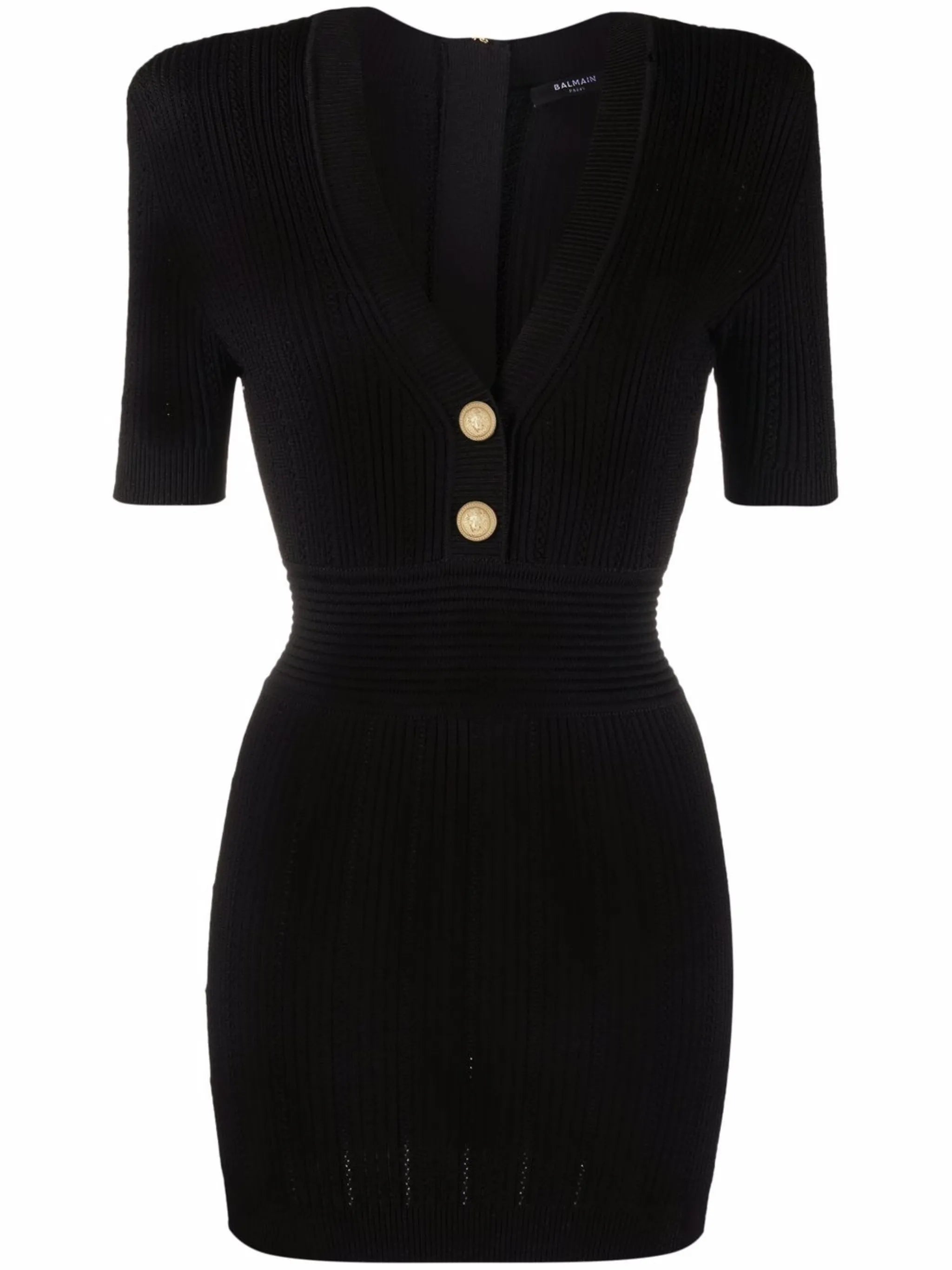ribbed-knit short-sleeve dress