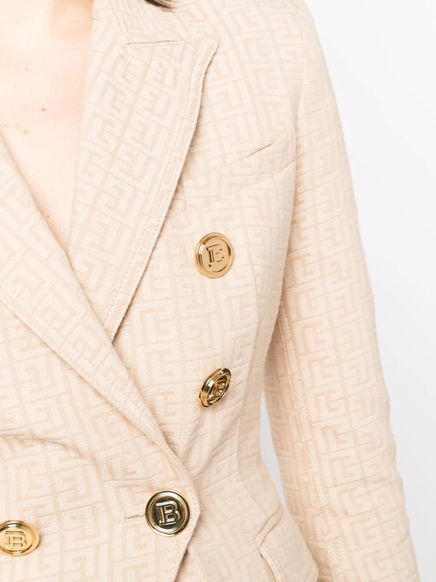 monogram-jacquard double-breasted blazer