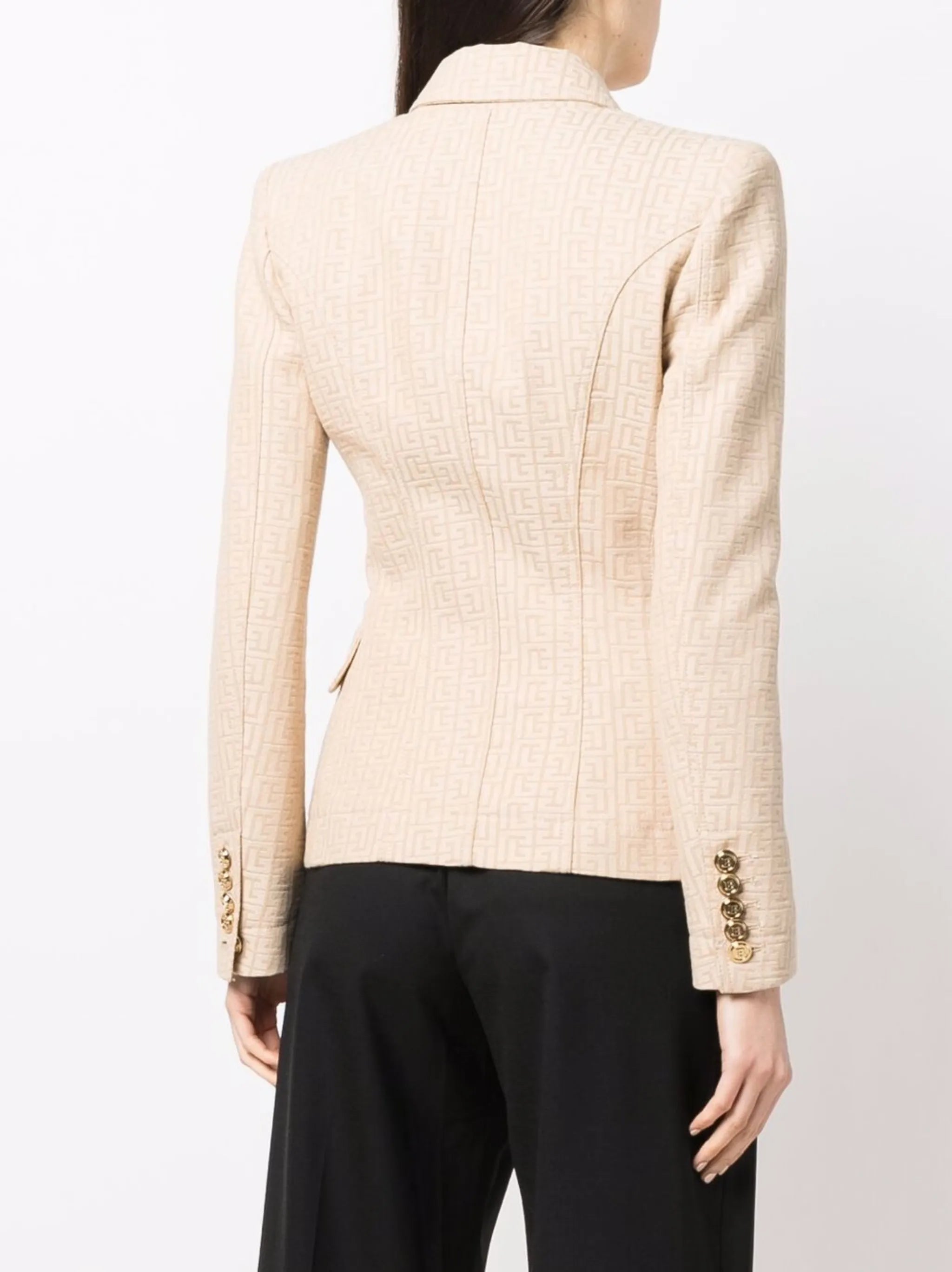 monogram-jacquard double-breasted blazer