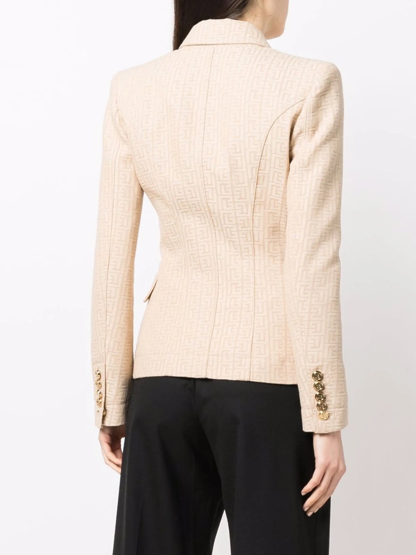 monogram-jacquard double-breasted blazer