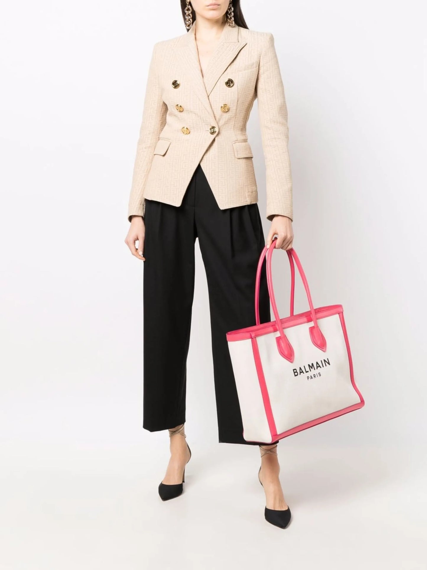 monogram-jacquard double-breasted blazer