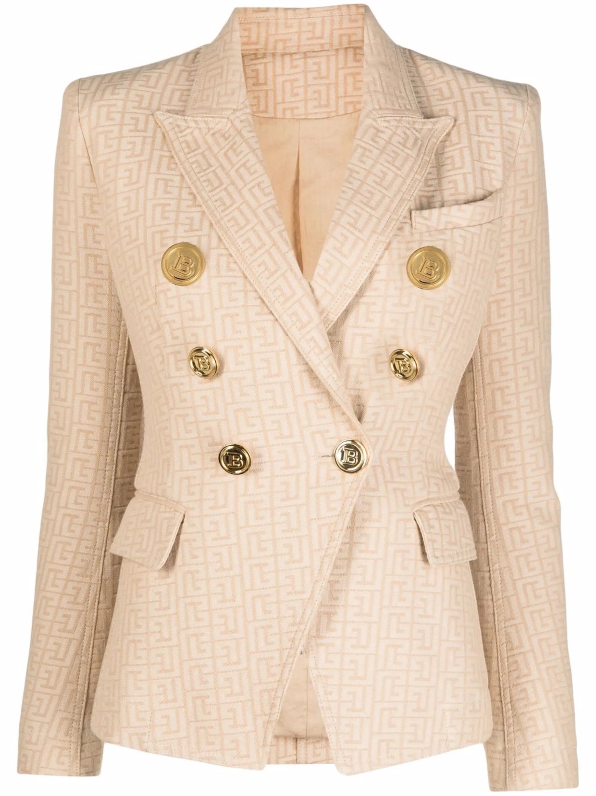 monogram-jacquard double-breasted blazer