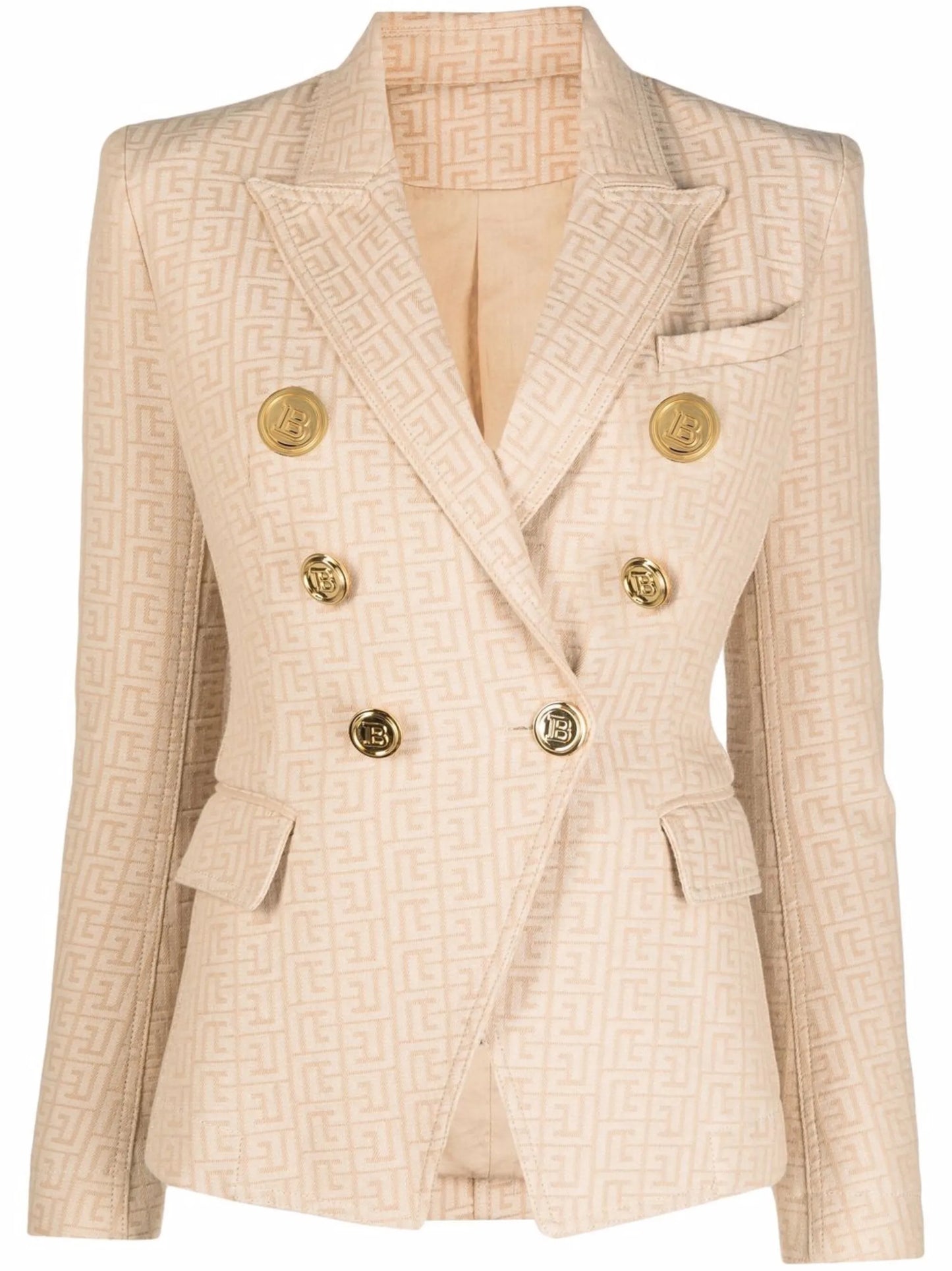 monogram-jacquard double-breasted blazer