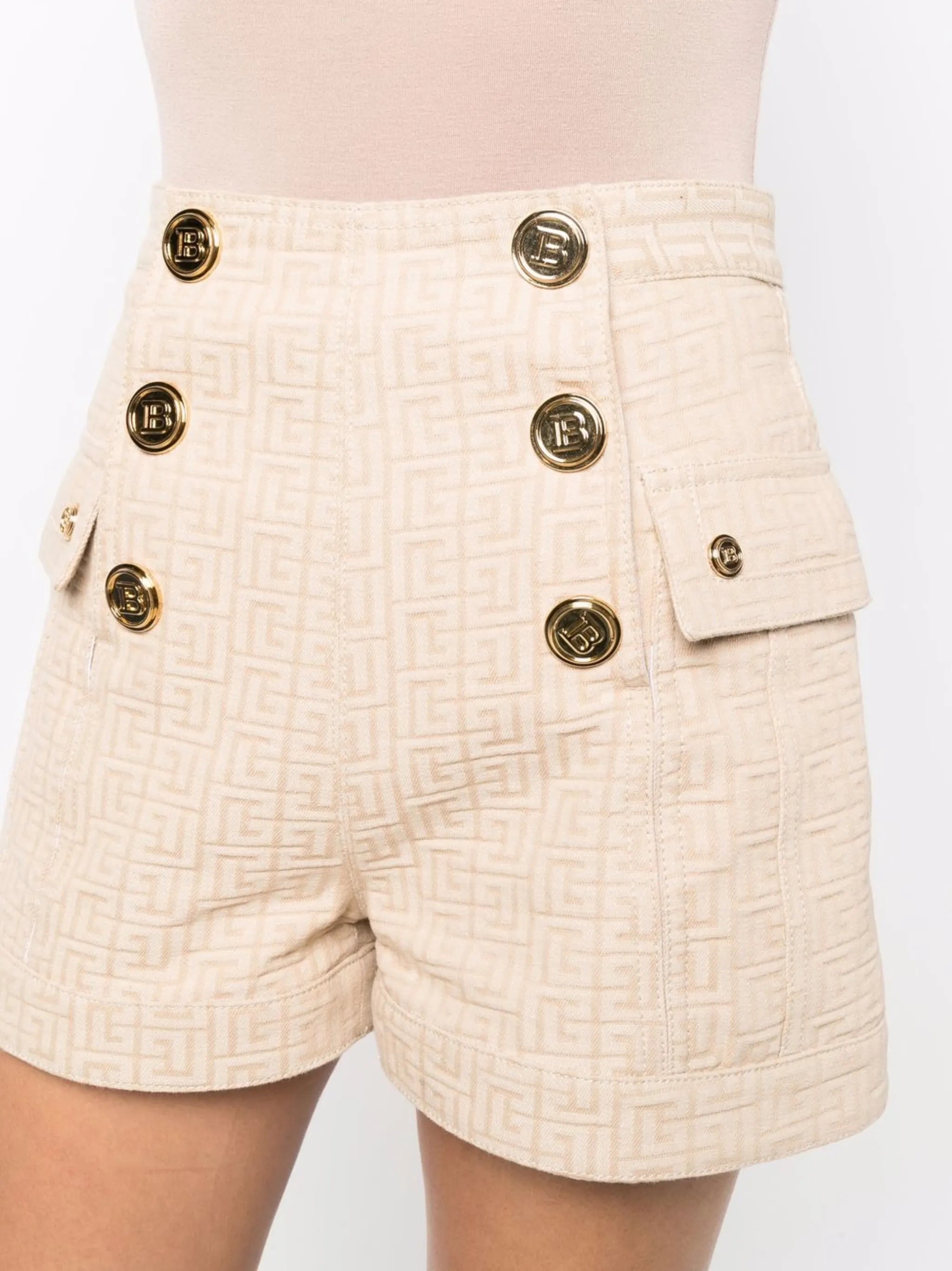monogram jacquard button-front shorts