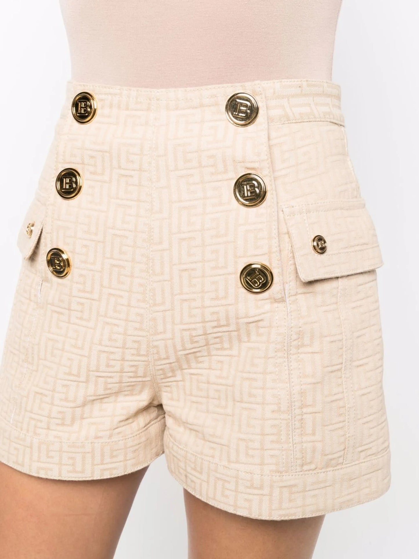 monogram jacquard button-front shorts