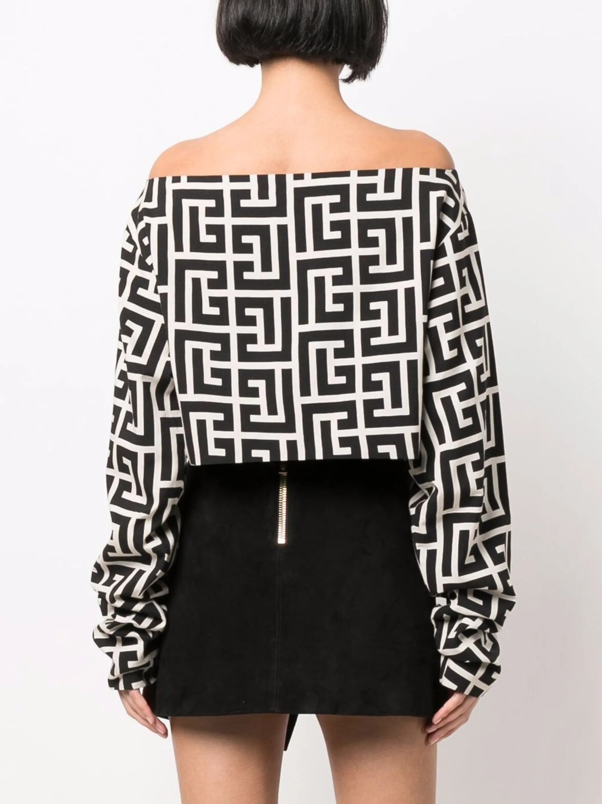 monogram print blouse