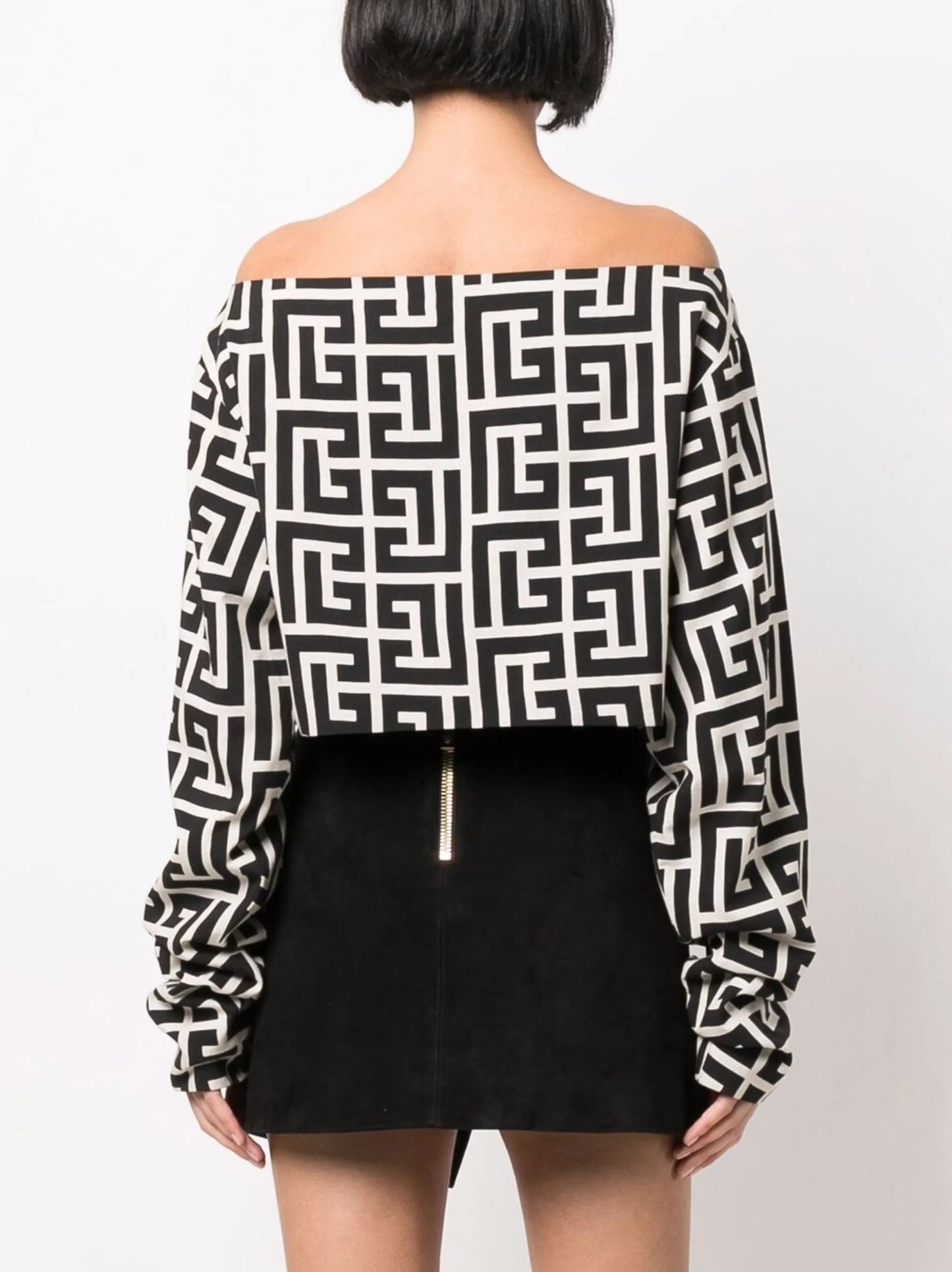 monogram print blouse