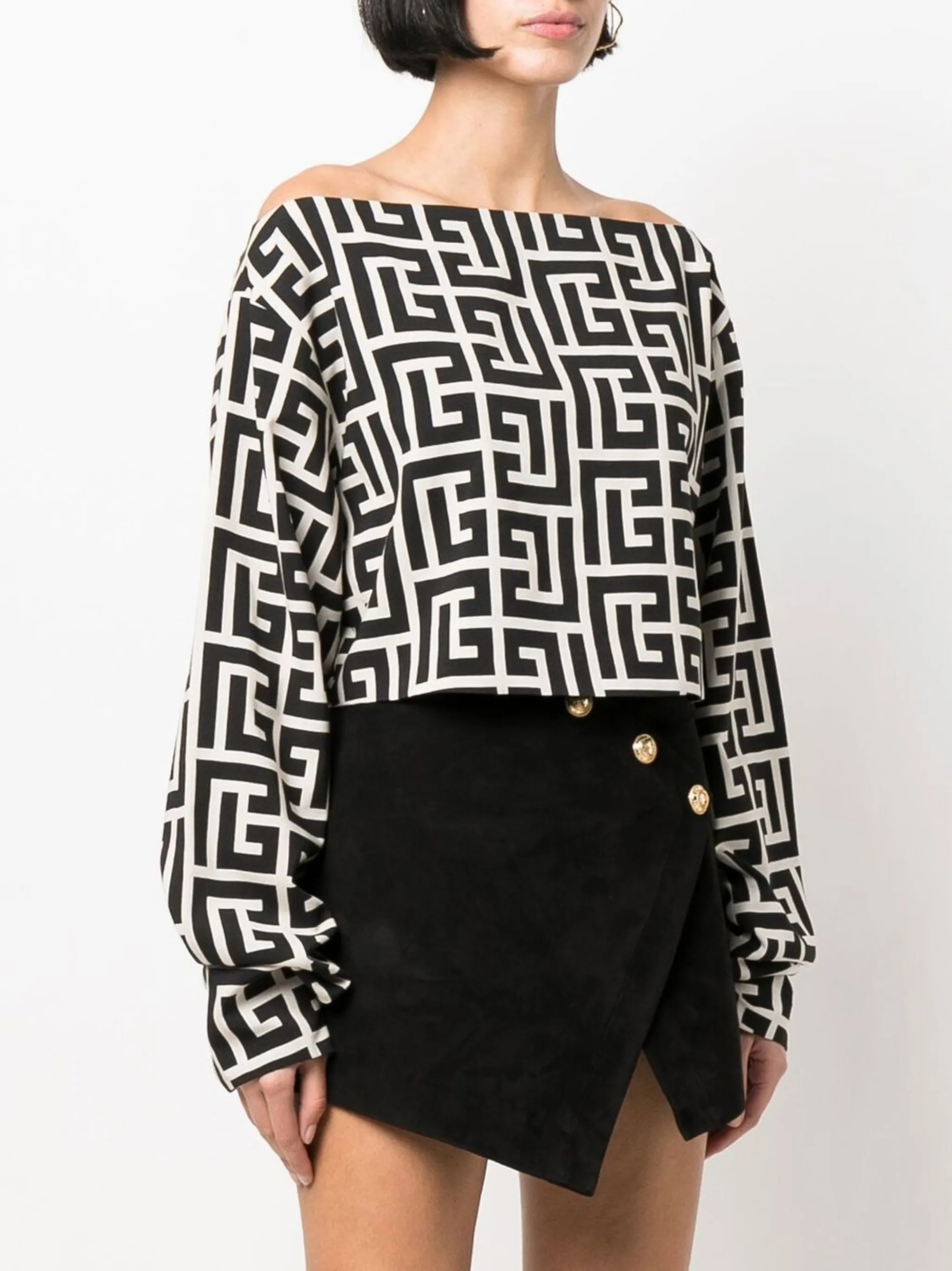 monogram print blouse