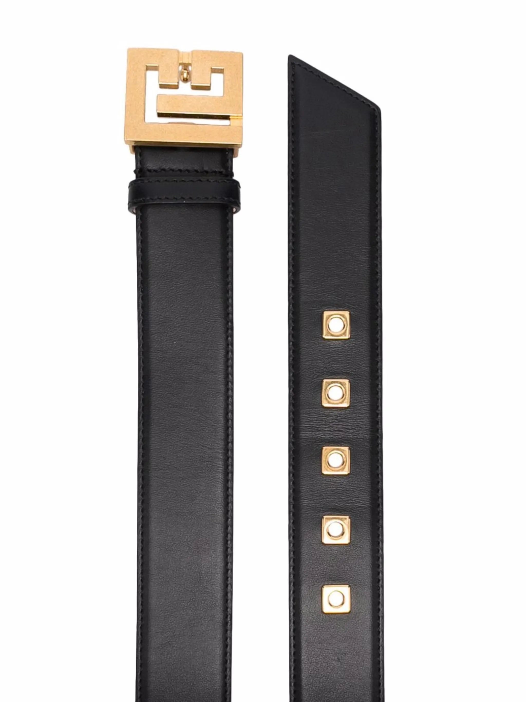 logo-plaque leather belt