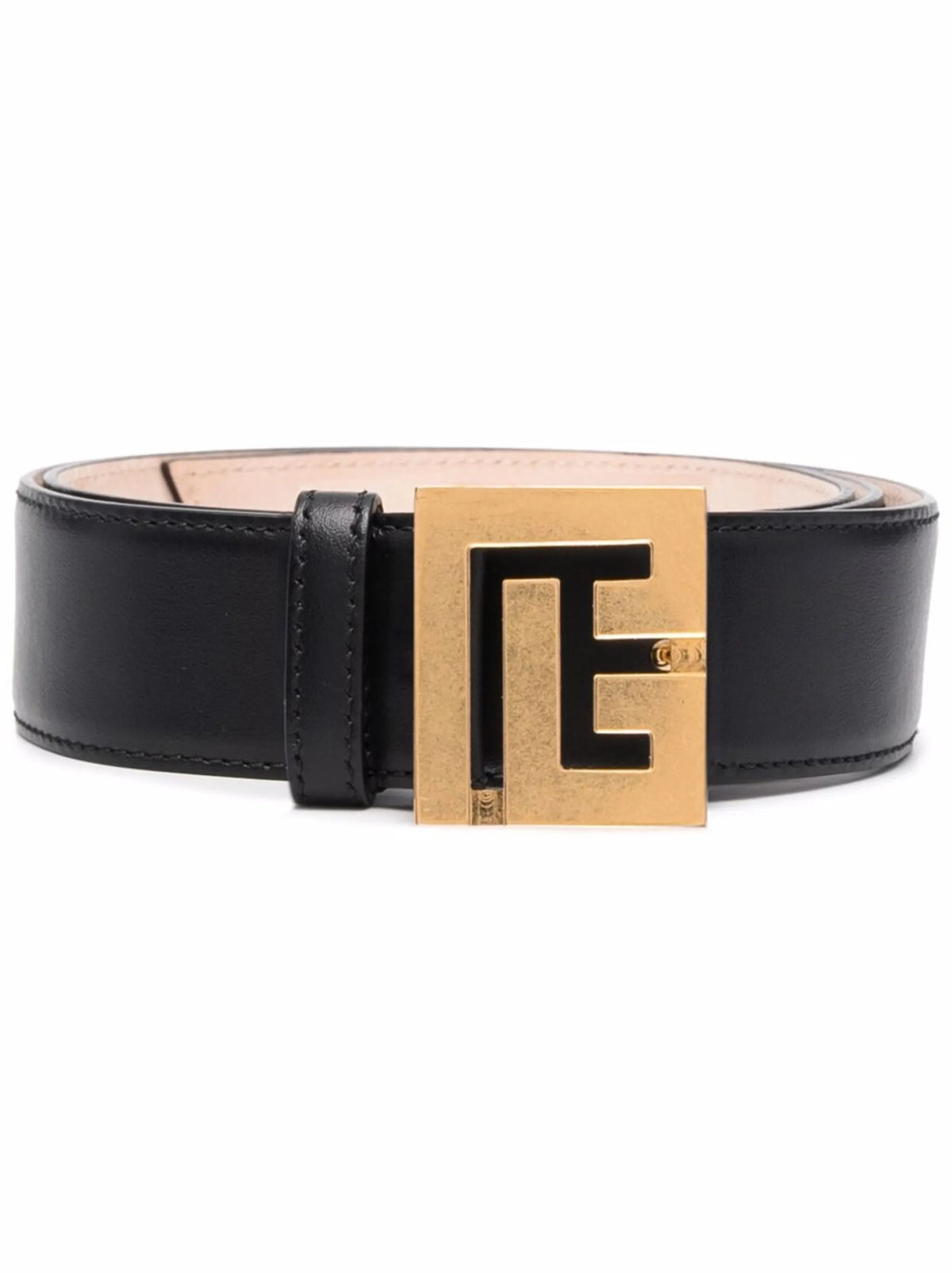logo-plaque leather belt