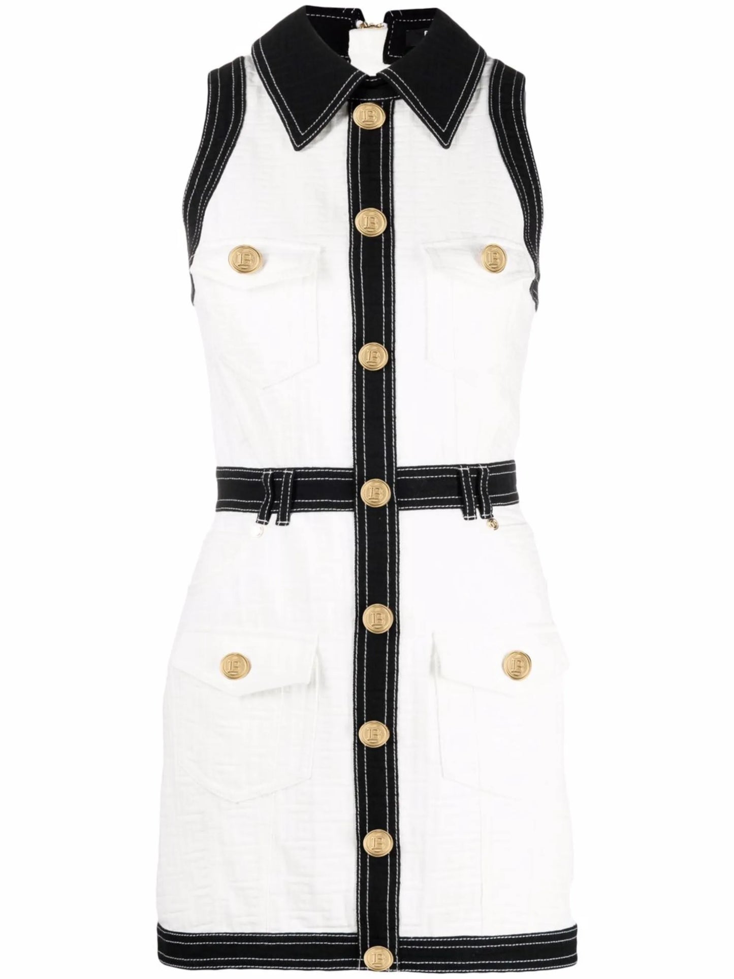 short buttoned bi-colour dress
