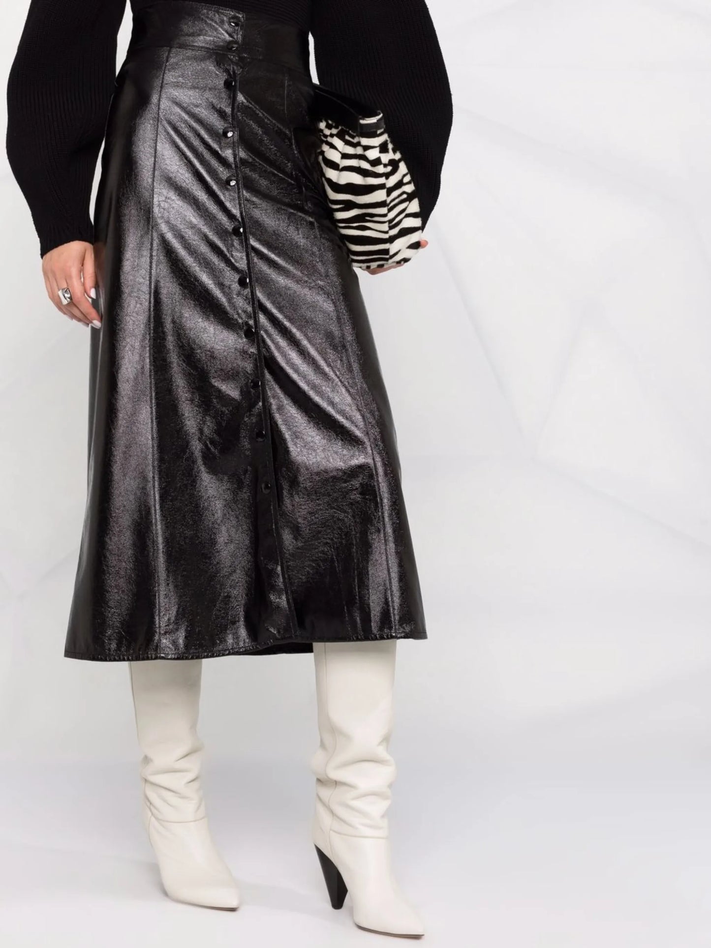 Baxomili faux leather midi skirt