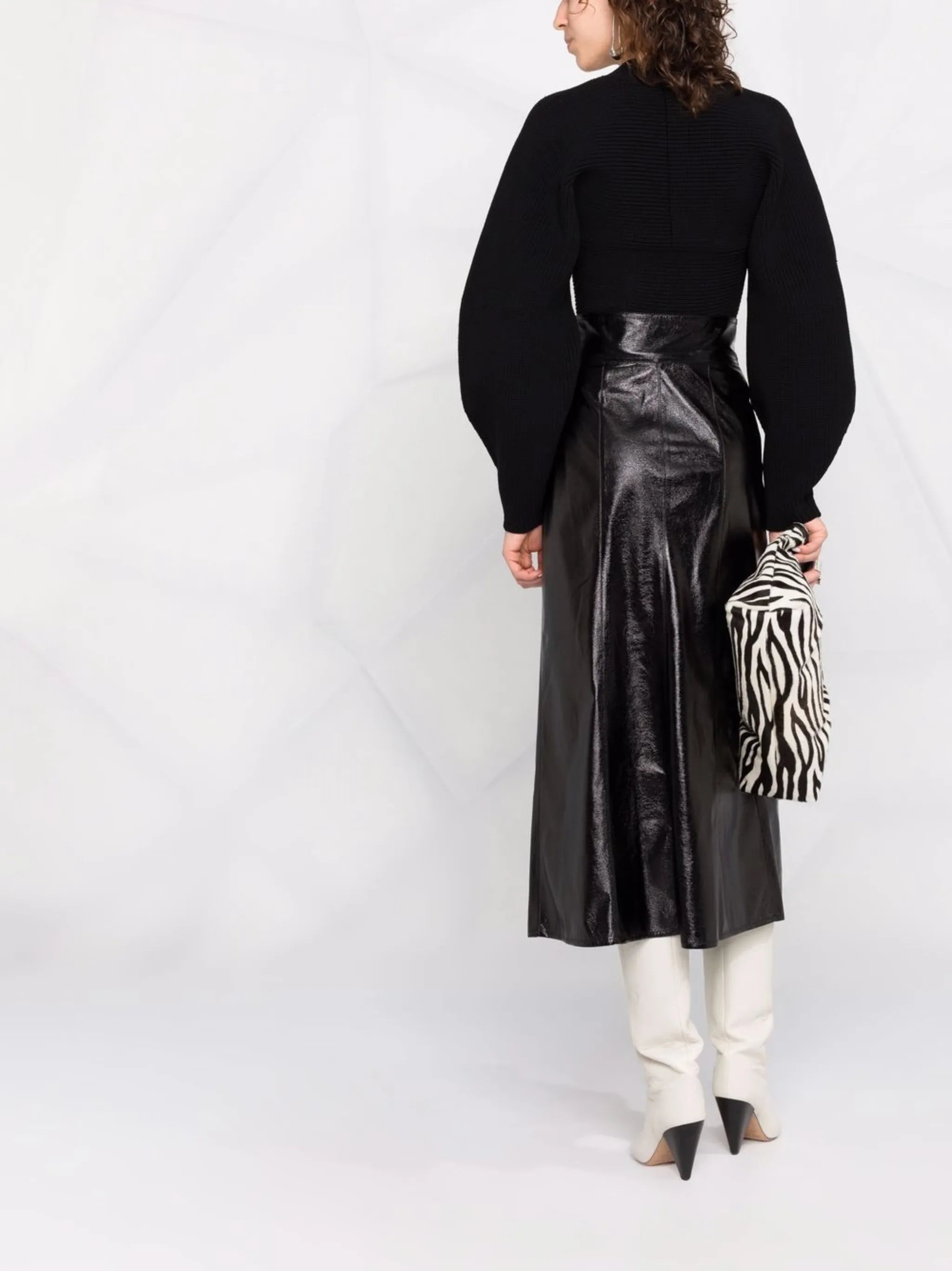 Baxomili faux leather midi skirt