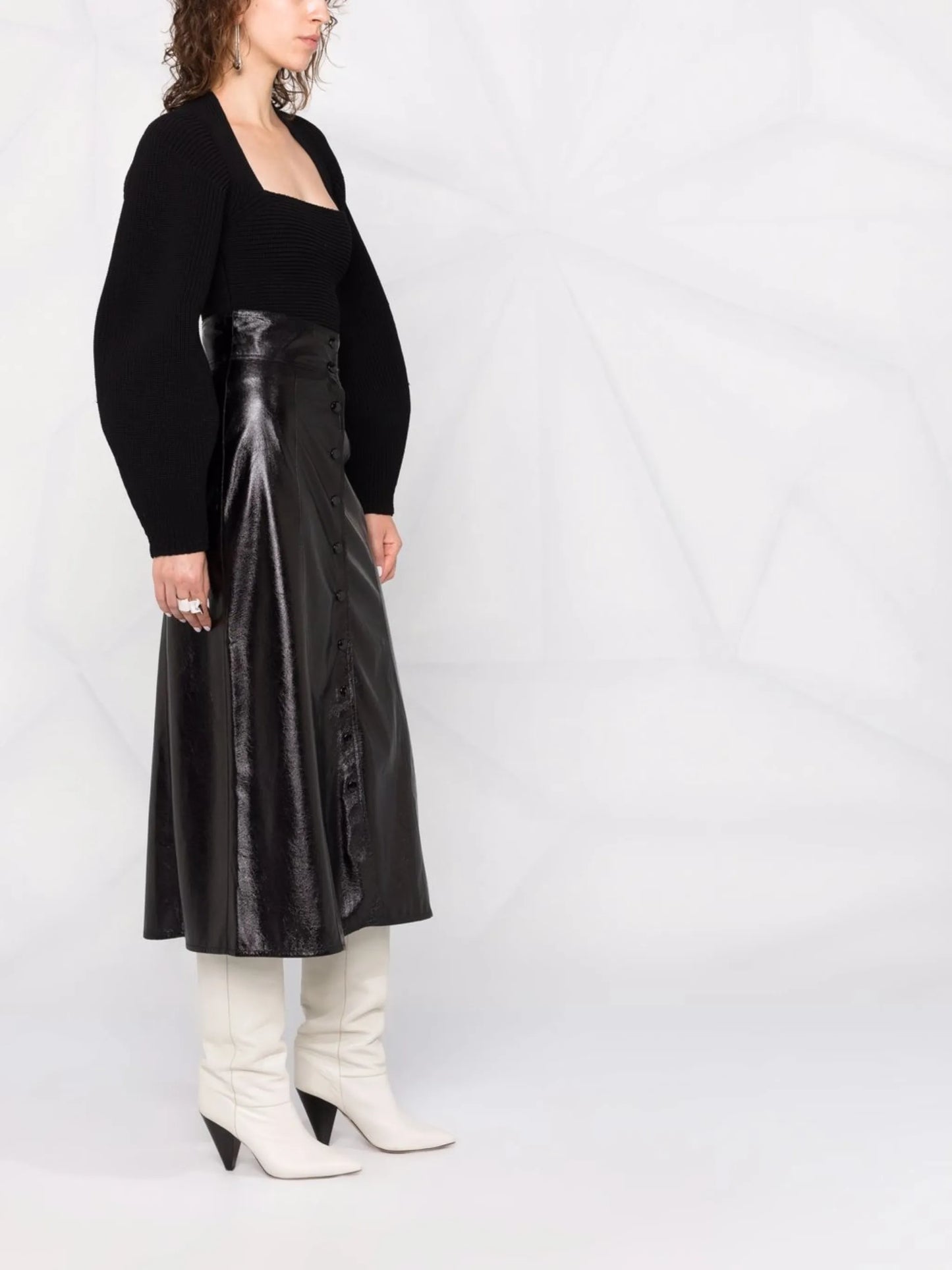 Baxomili faux leather midi skirt