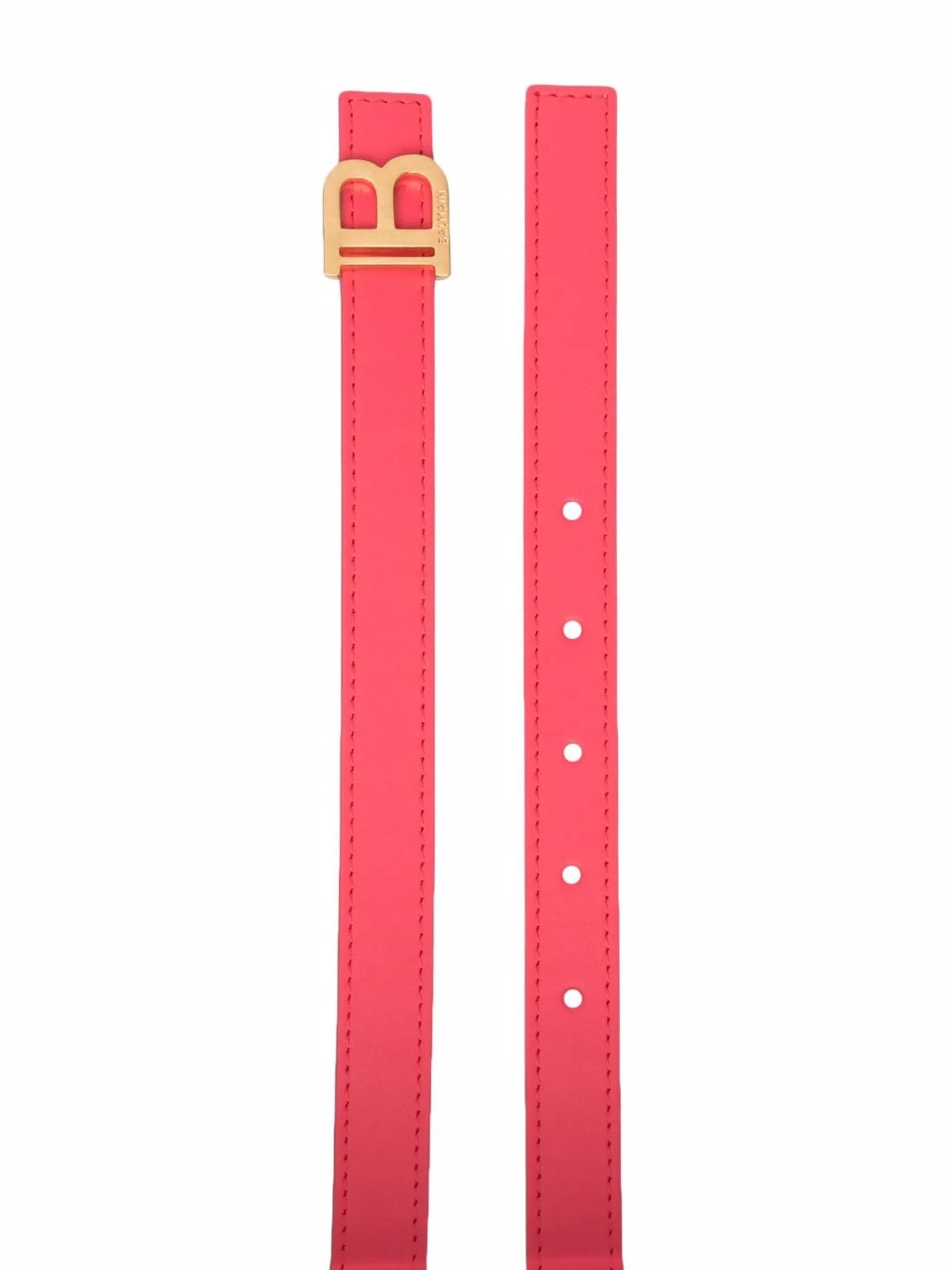 B logo-buckle leather belt