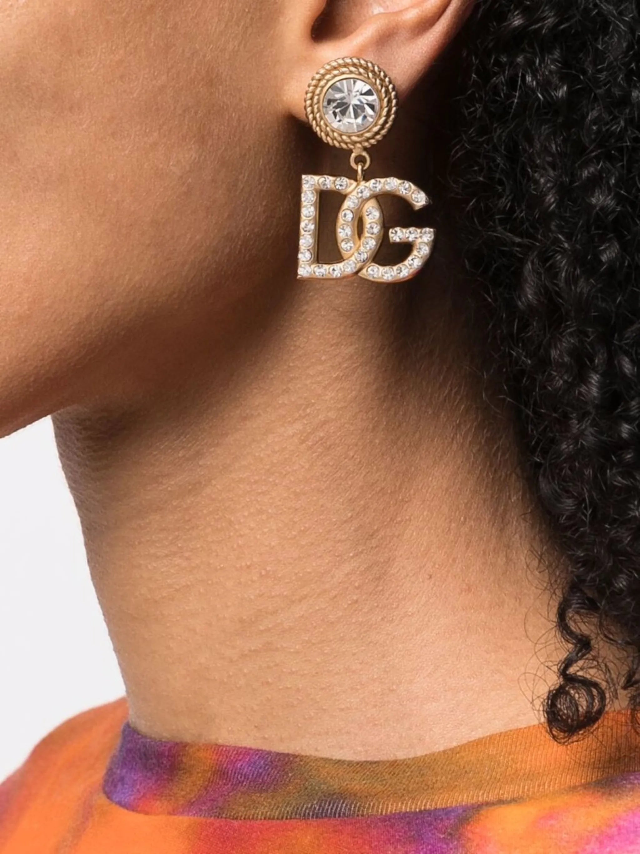 DG-logo rhinestone-embellished earrings