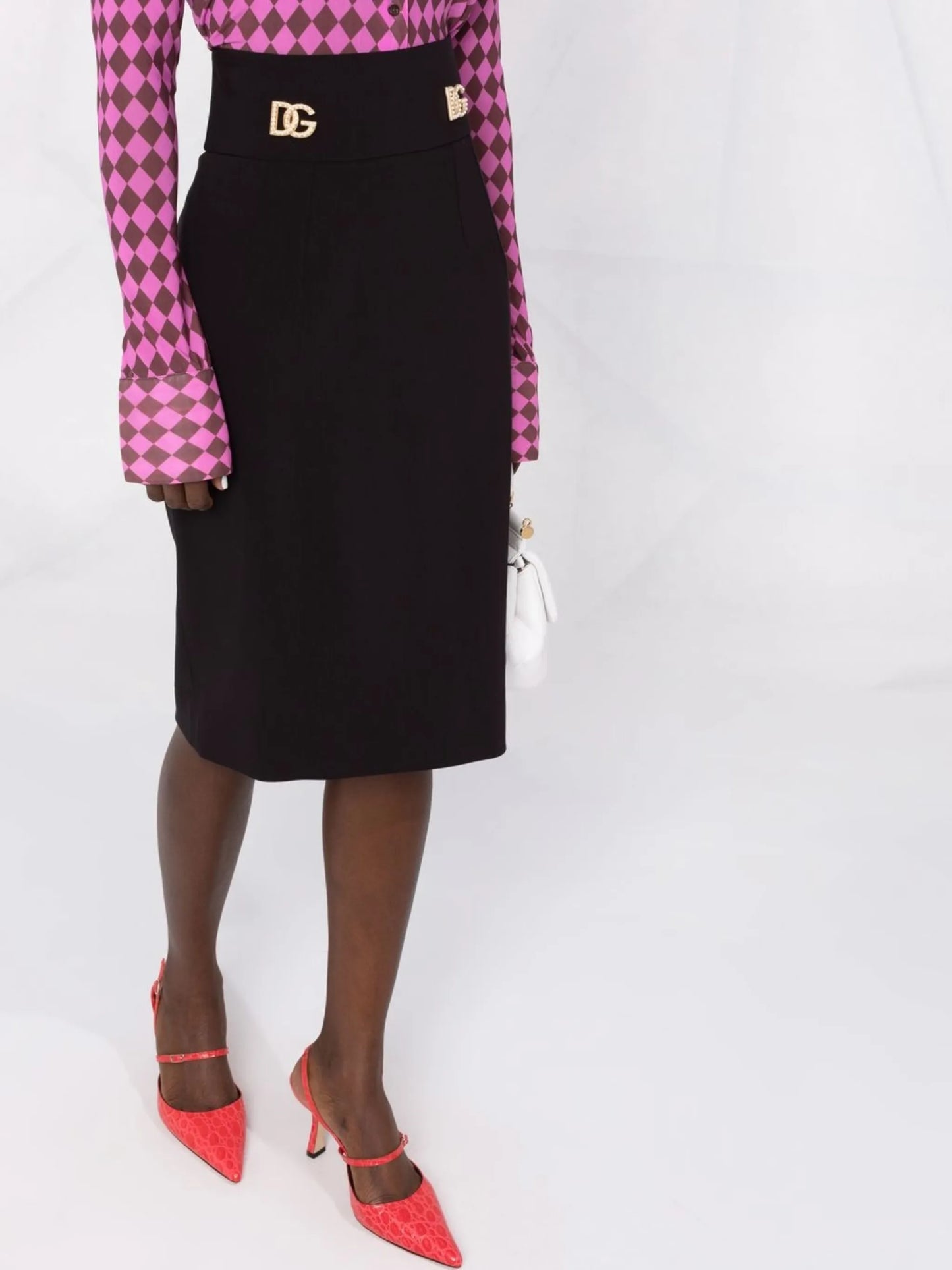 logo-embellished midi skirt