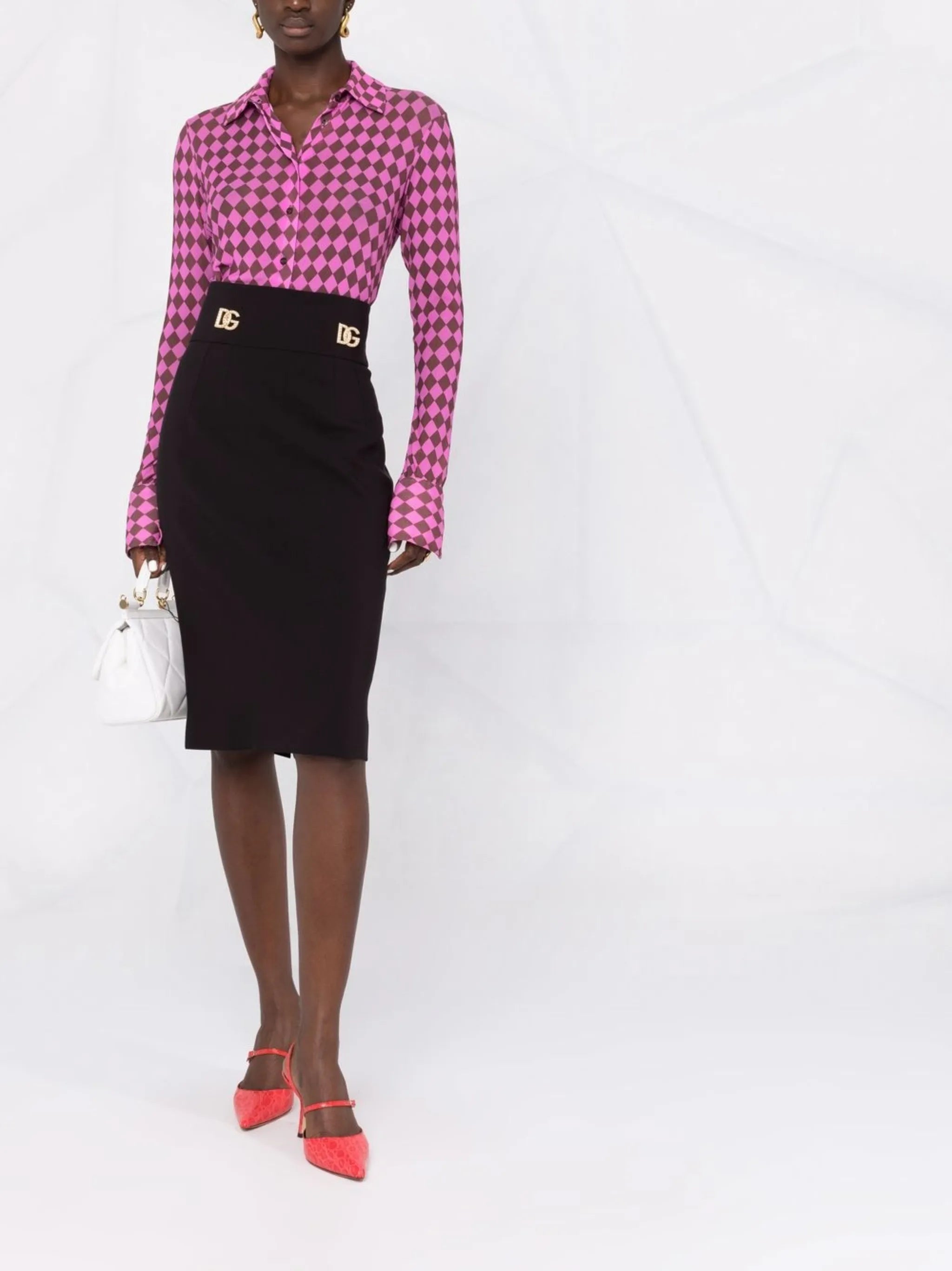 logo-embellished midi skirt