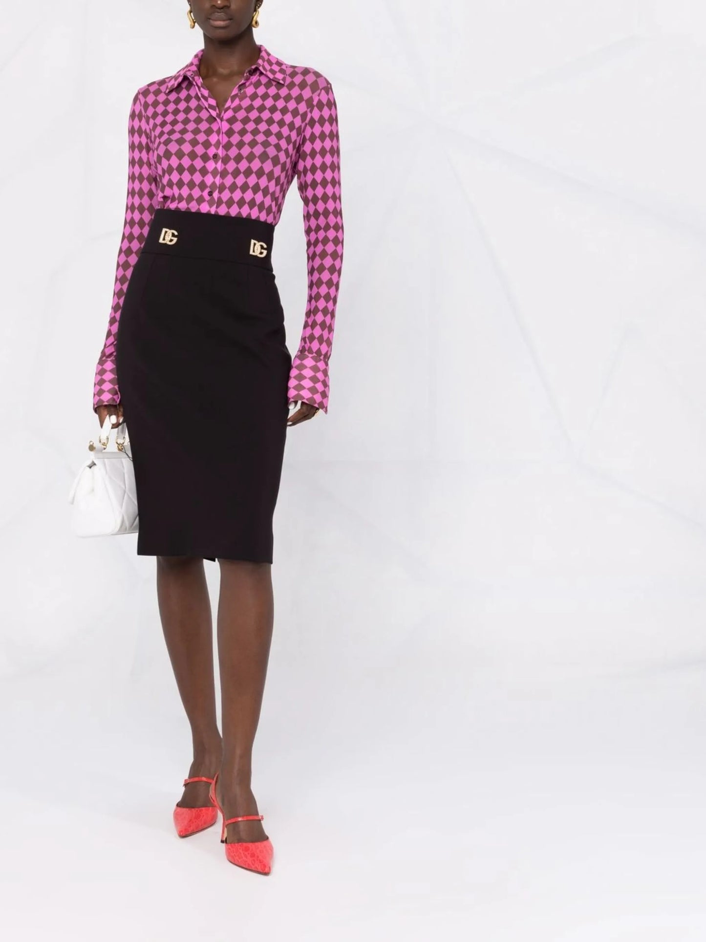 logo-embellished midi skirt