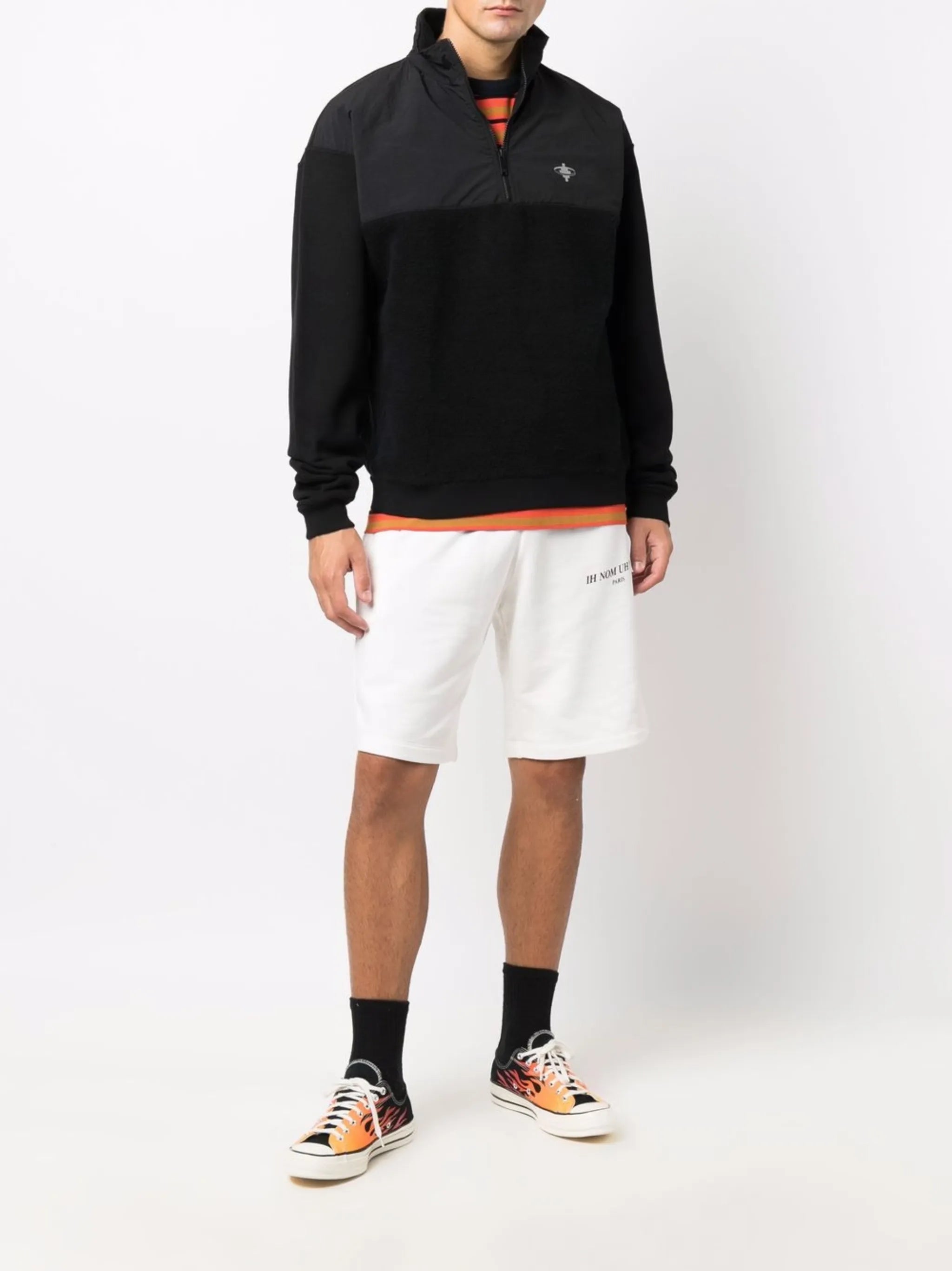 cross-motif panelled sweatshirt